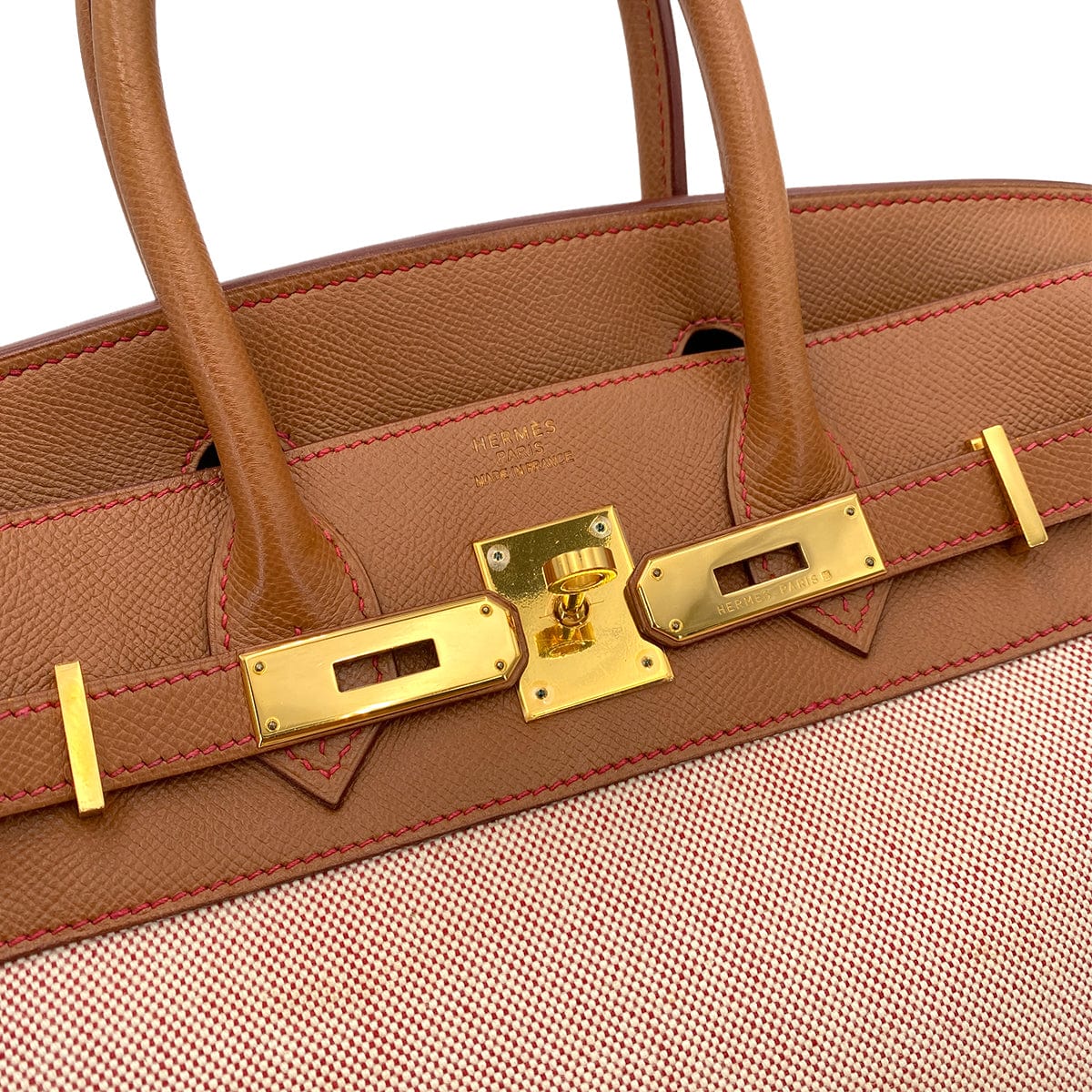 Hermès HERMES BIRKIN 30 GOLD COUCHEVEL TOILE HAND BAG □C 90244733