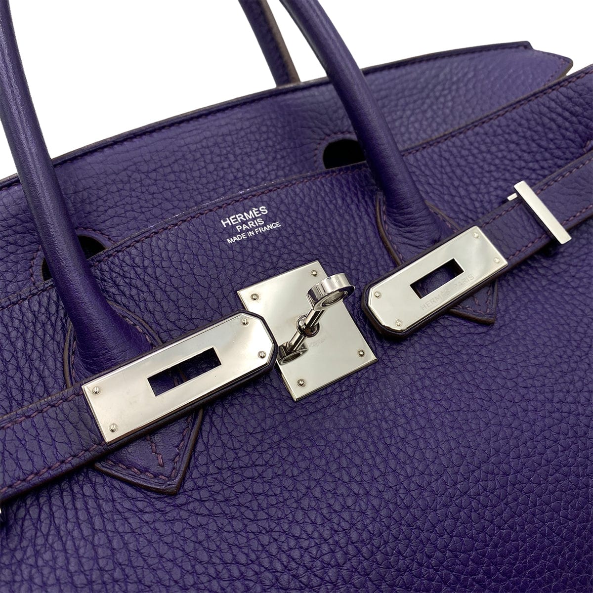 HERMES HERMES BIRKIN 30 IRIS TAURILLON CLEMENCE HAND BAG □N SHW 90247385