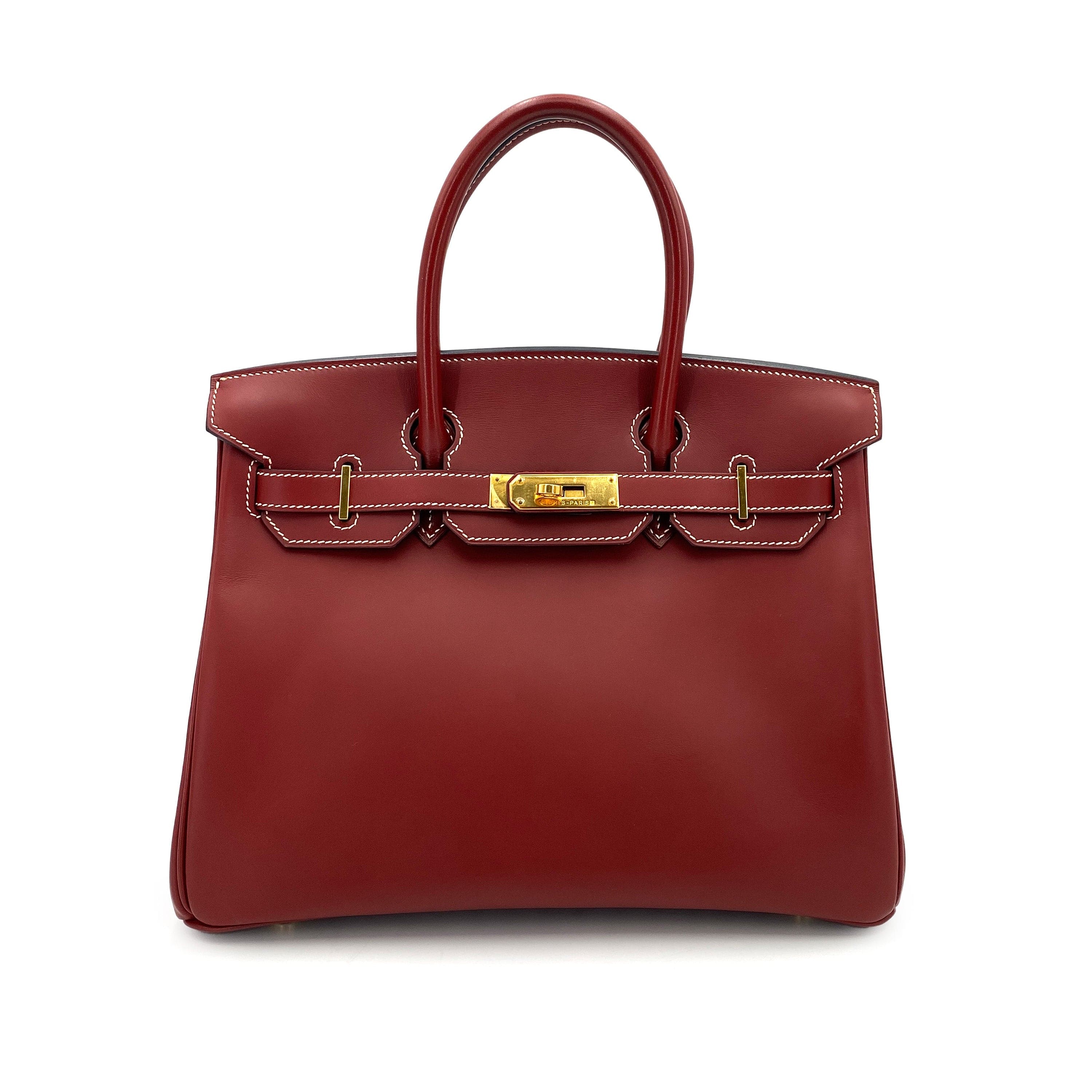 HERMES HERMES BIRKIN 30 ROUGE H CHAMONIX HAND BAG □E GHW 90247389