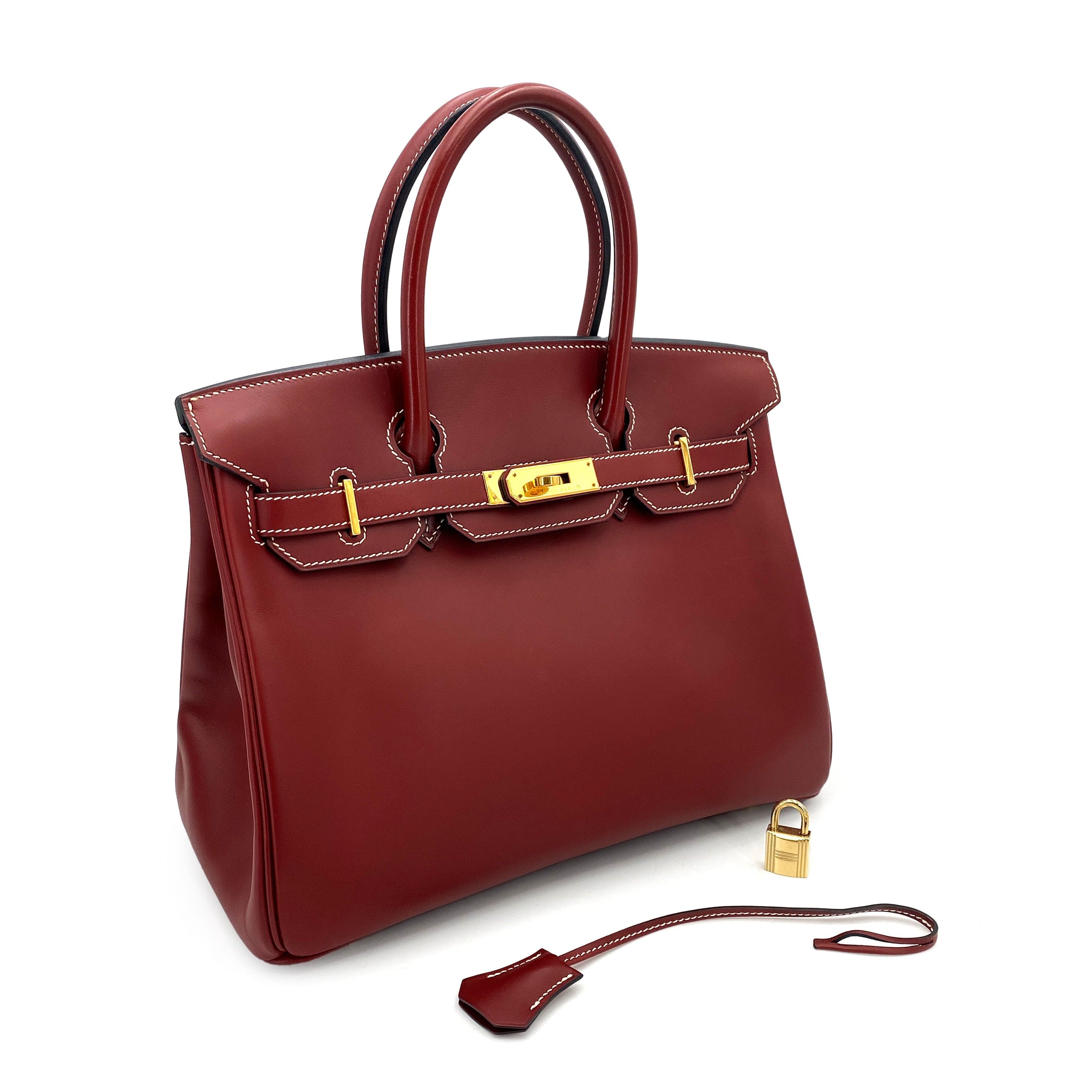 HERMES HERMES BIRKIN 30 ROUGE H CHAMONIX HAND BAG □E GHW 90247389