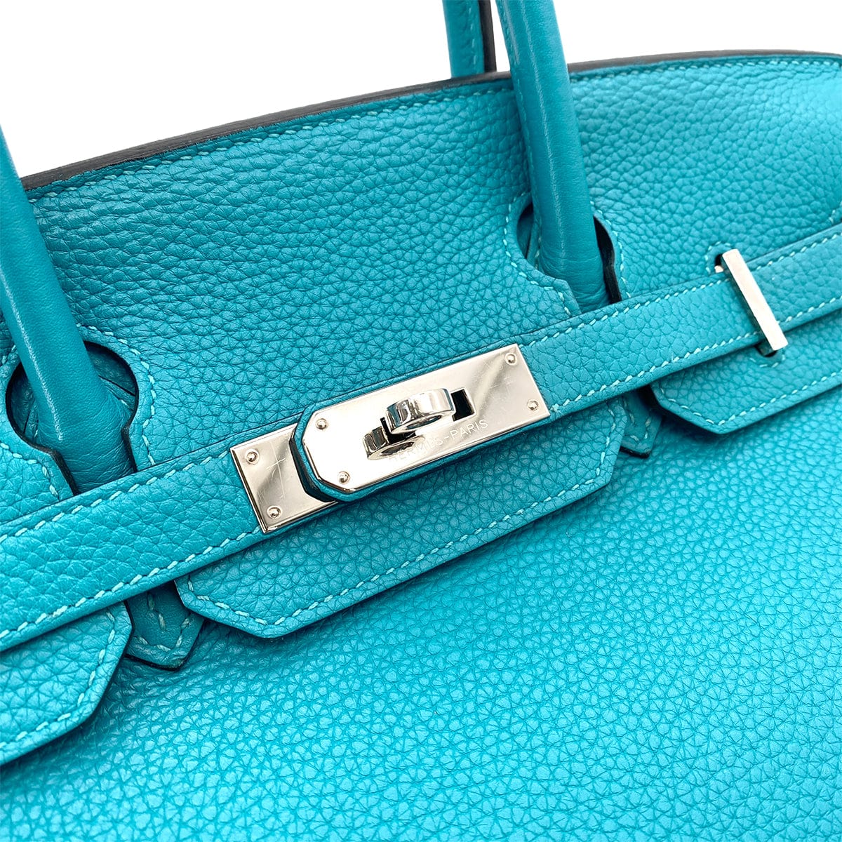 HERMES HERMES BIRKIN 30 TURQUOISE CLEMENCE PHW #R 90251078