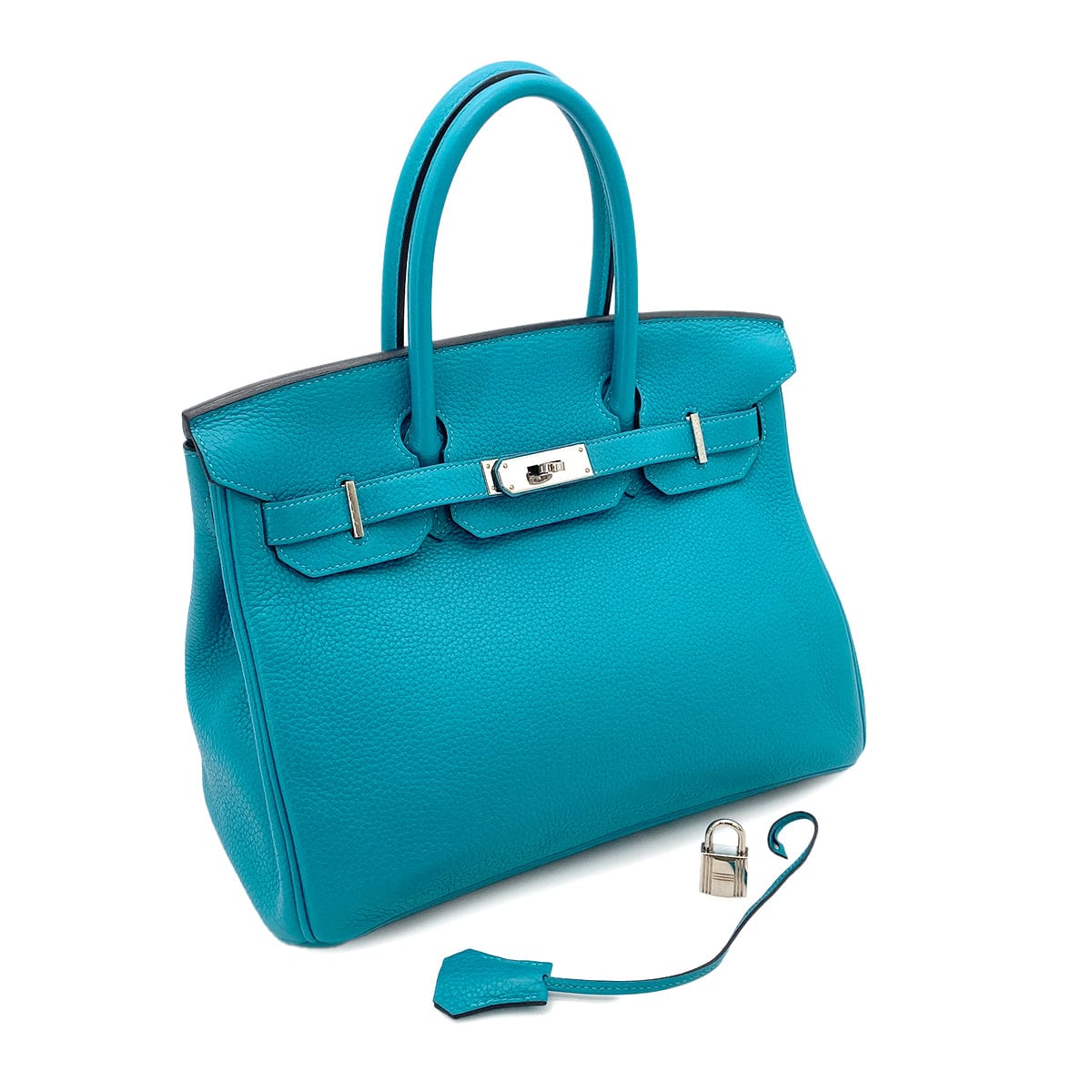 HERMES HERMES BIRKIN 30 TURQUOISE CLEMENCE PHW #R 90251078