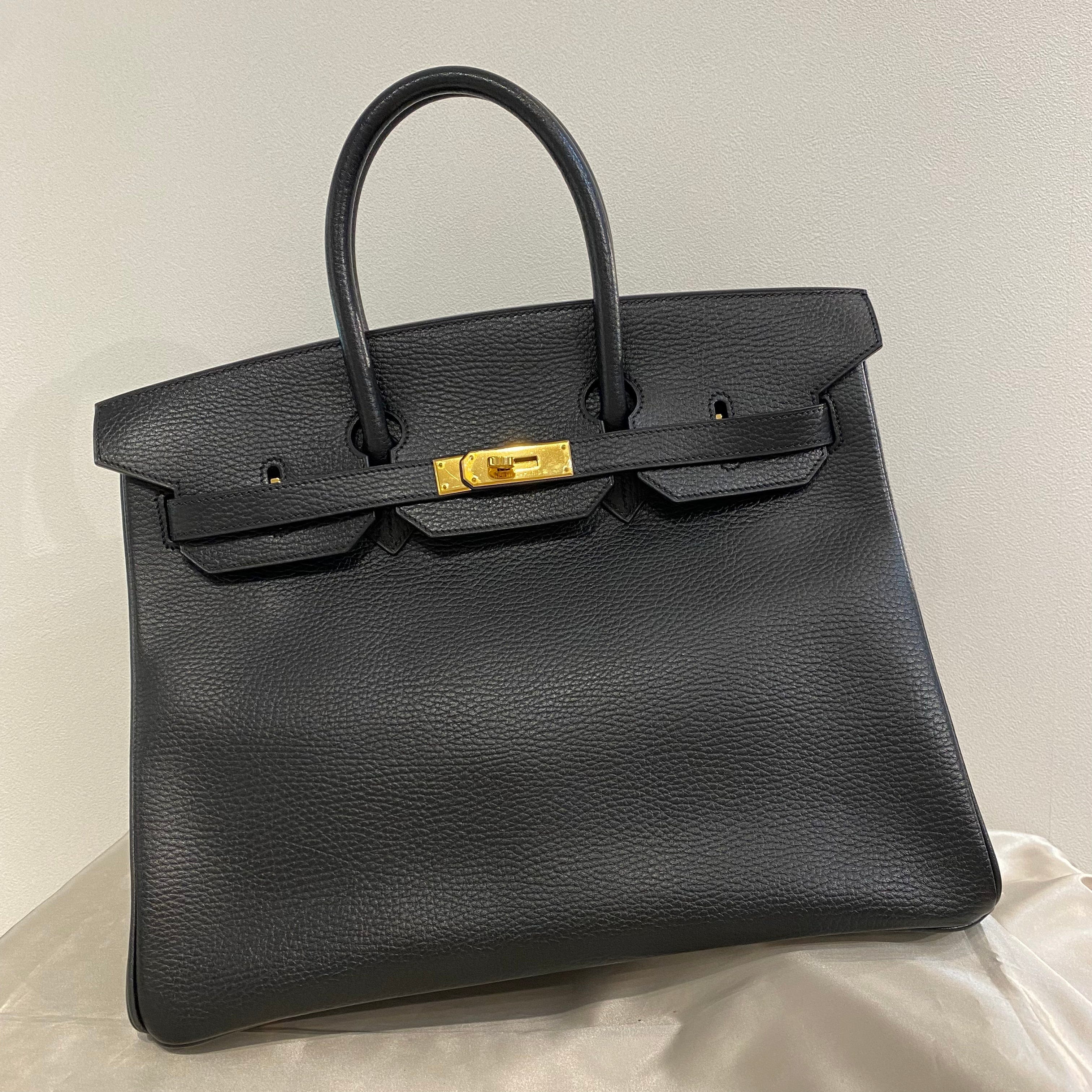 Hermès HERMES BIRKIN 35 BLACK ARDENNES HAND BAG □D 207845