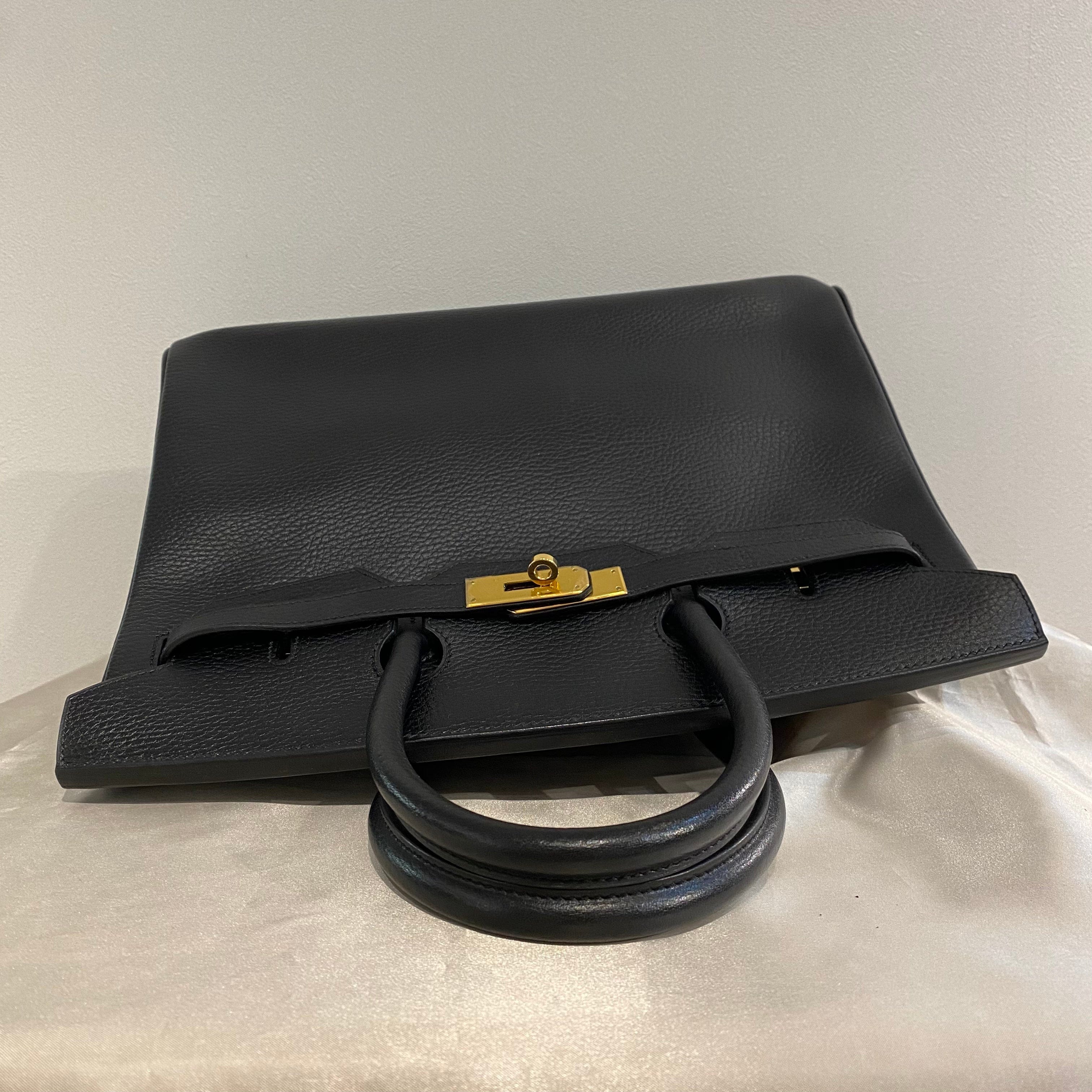 Hermès HERMES BIRKIN 35 BLACK ARDENNES HAND BAG □D 207845