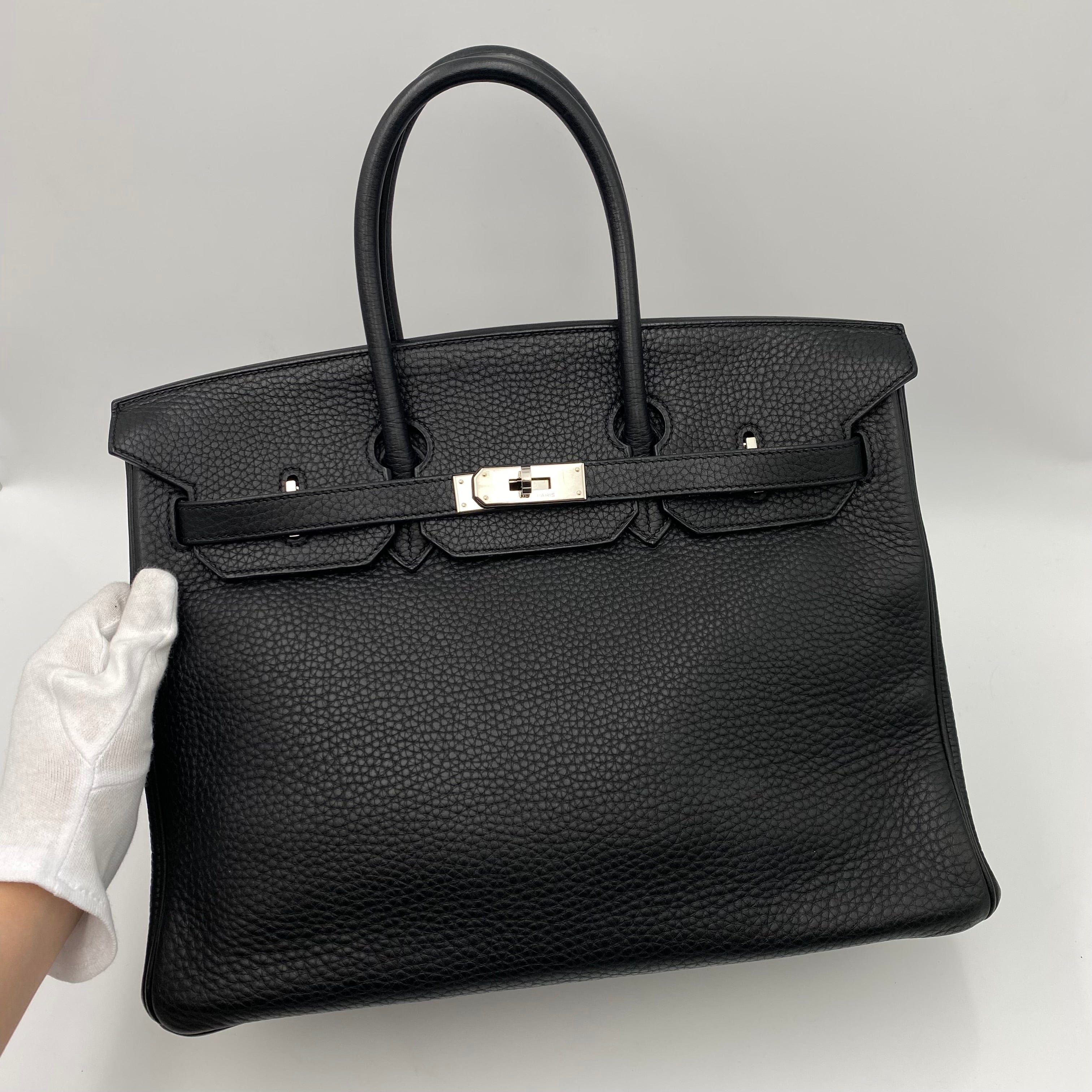 Hermès HERMES BIRKIN 35 BLACK Clemence HAND BAG □K PHW 90225657