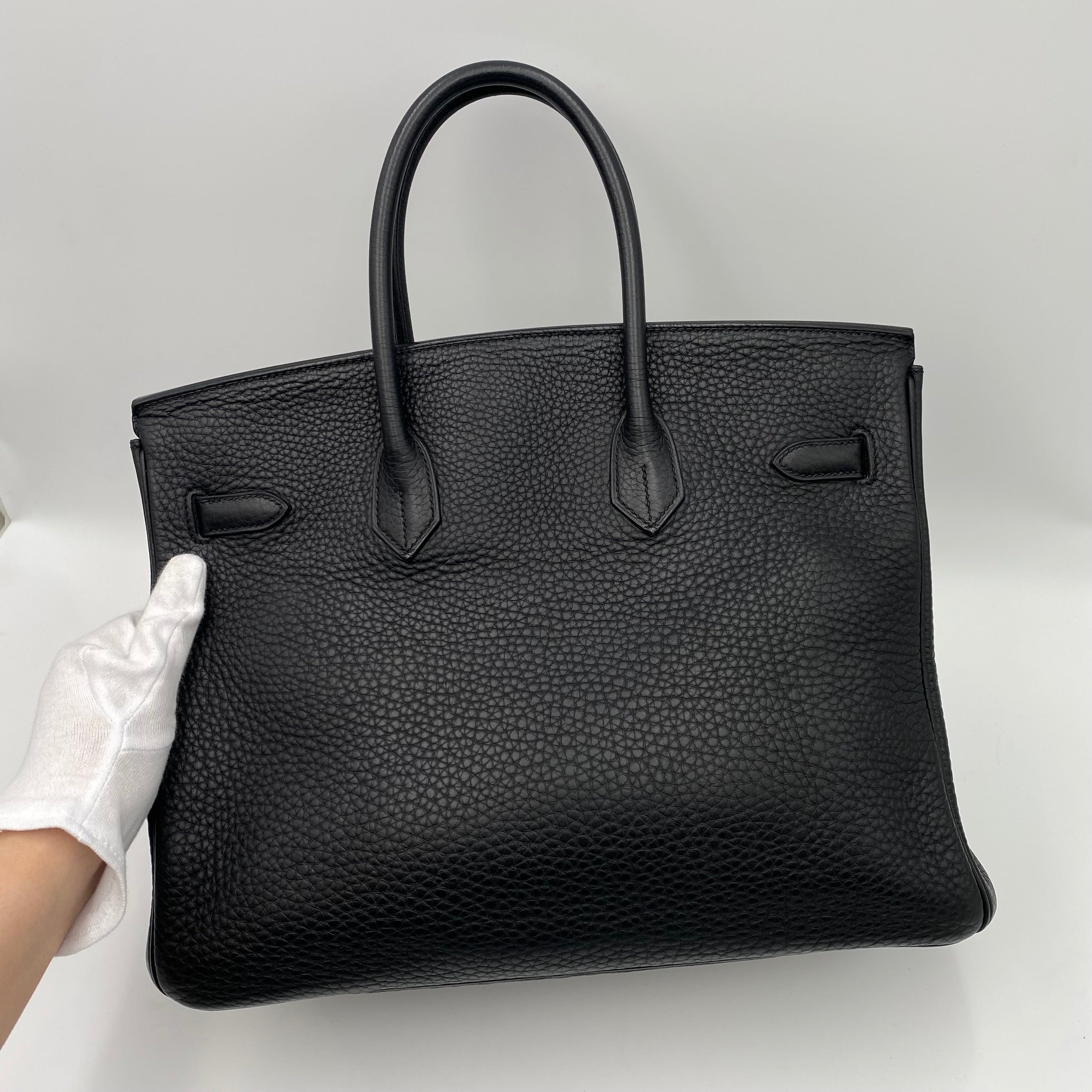 Hermès HERMES BIRKIN 35 BLACK Clemence HAND BAG □K PHW 90225657