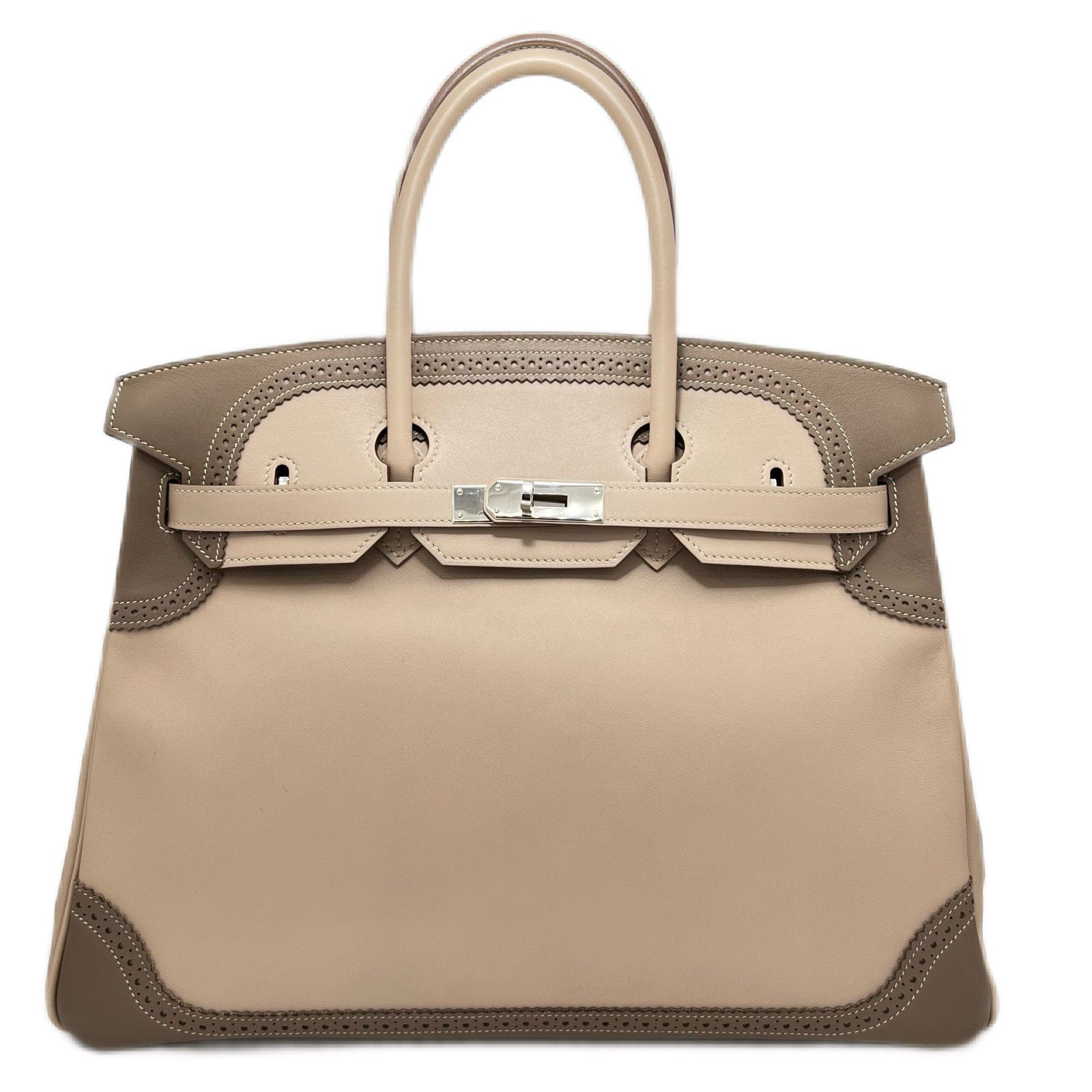 Hermès Hermes Birkin 35 Ghillies Argile / Etoupe Swift PHW #P