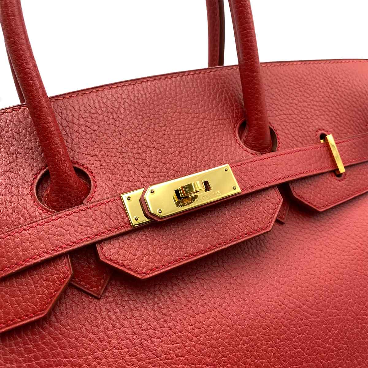 Hermès HERMES BIRKIN 35 RED ARDENNES HAND BAG □A 90232098