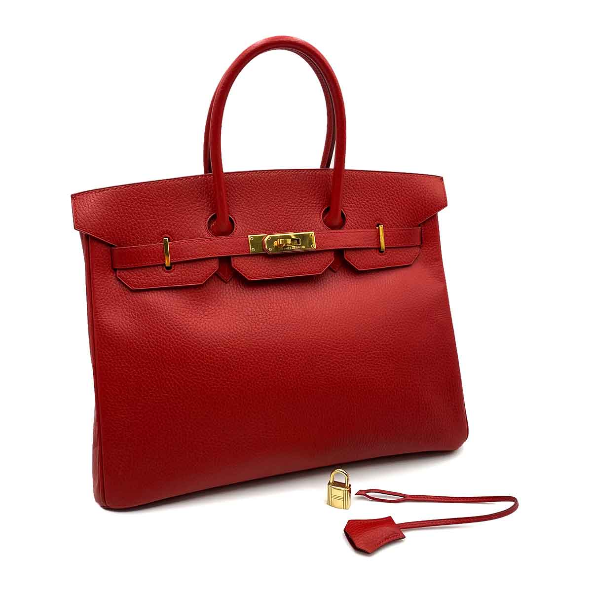 Hermès HERMES BIRKIN 35 RED ARDENNES HAND BAG □A 90232098