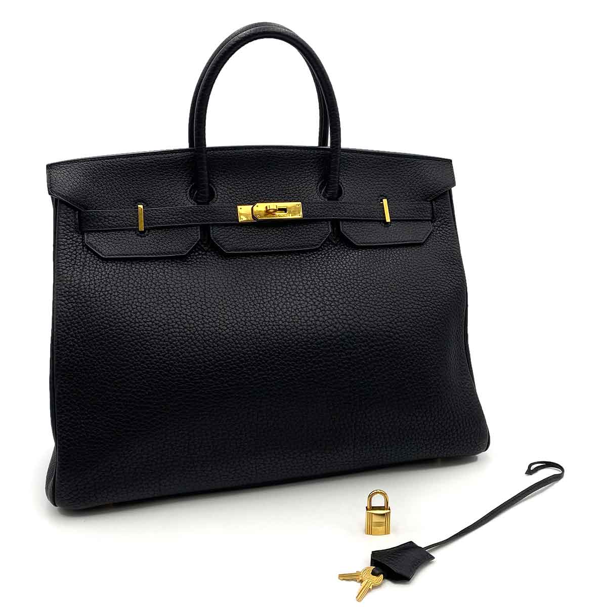 Hermès HERMES BIRKIN 40 BLACK FJORD HAND BAG □C GHW 90235914