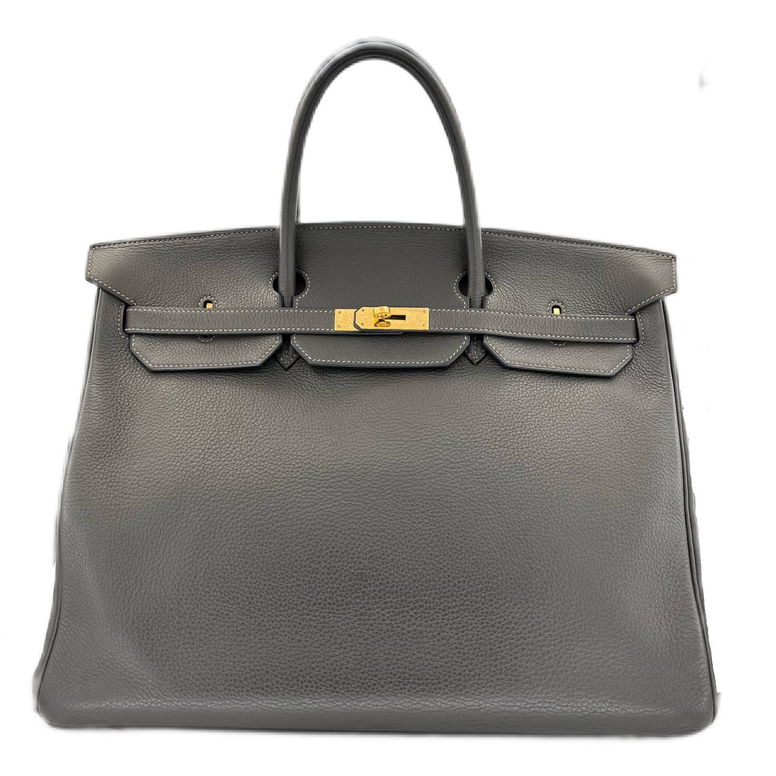 Hermès HERMES BIRKIN 40 GRAPHITE TAURILLON CLEMENCE HAND BAG □E 90208090