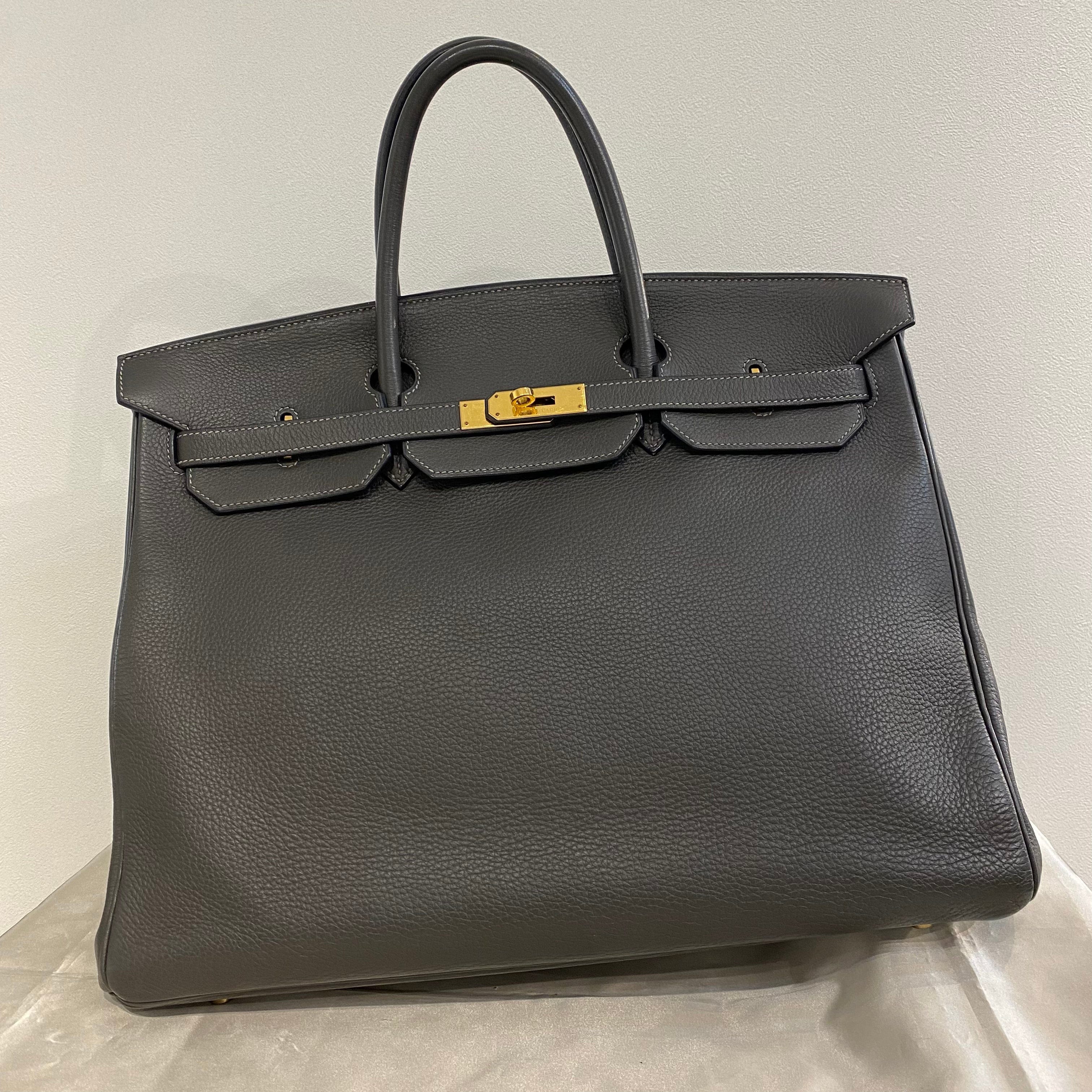 Hermès HERMES BIRKIN 40 GRAPHITE TAURILLON CLEMENCE HAND BAG □E 90208090