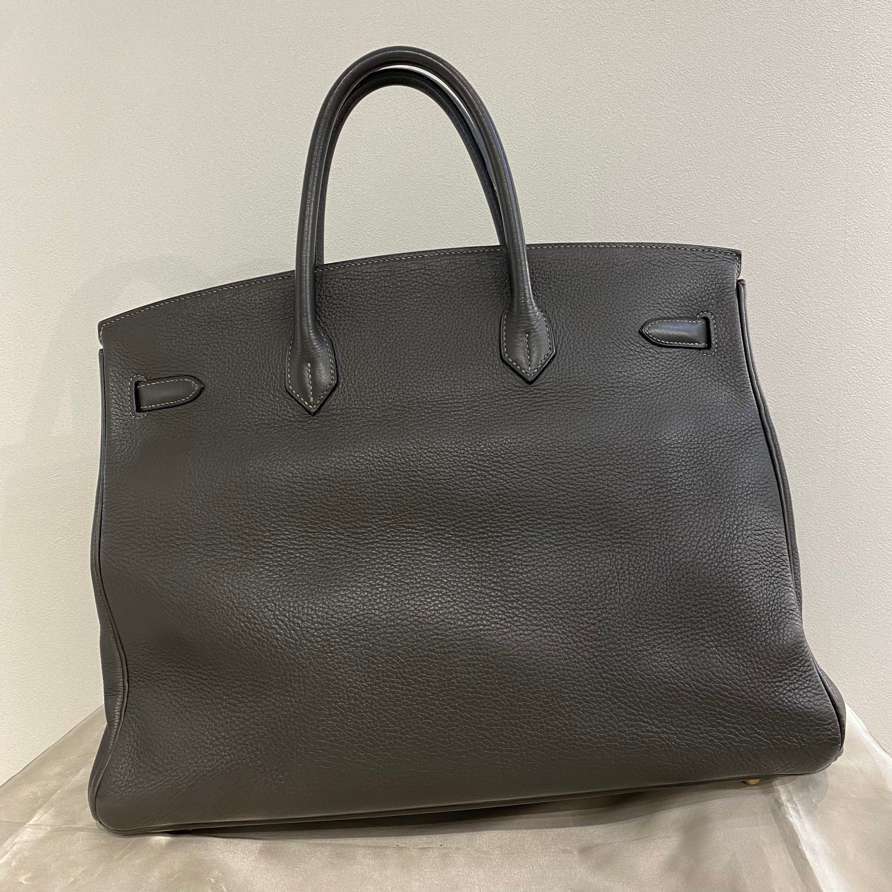 Hermès HERMES BIRKIN 40 GRAPHITE TAURILLON CLEMENCE HAND BAG □E 90208090