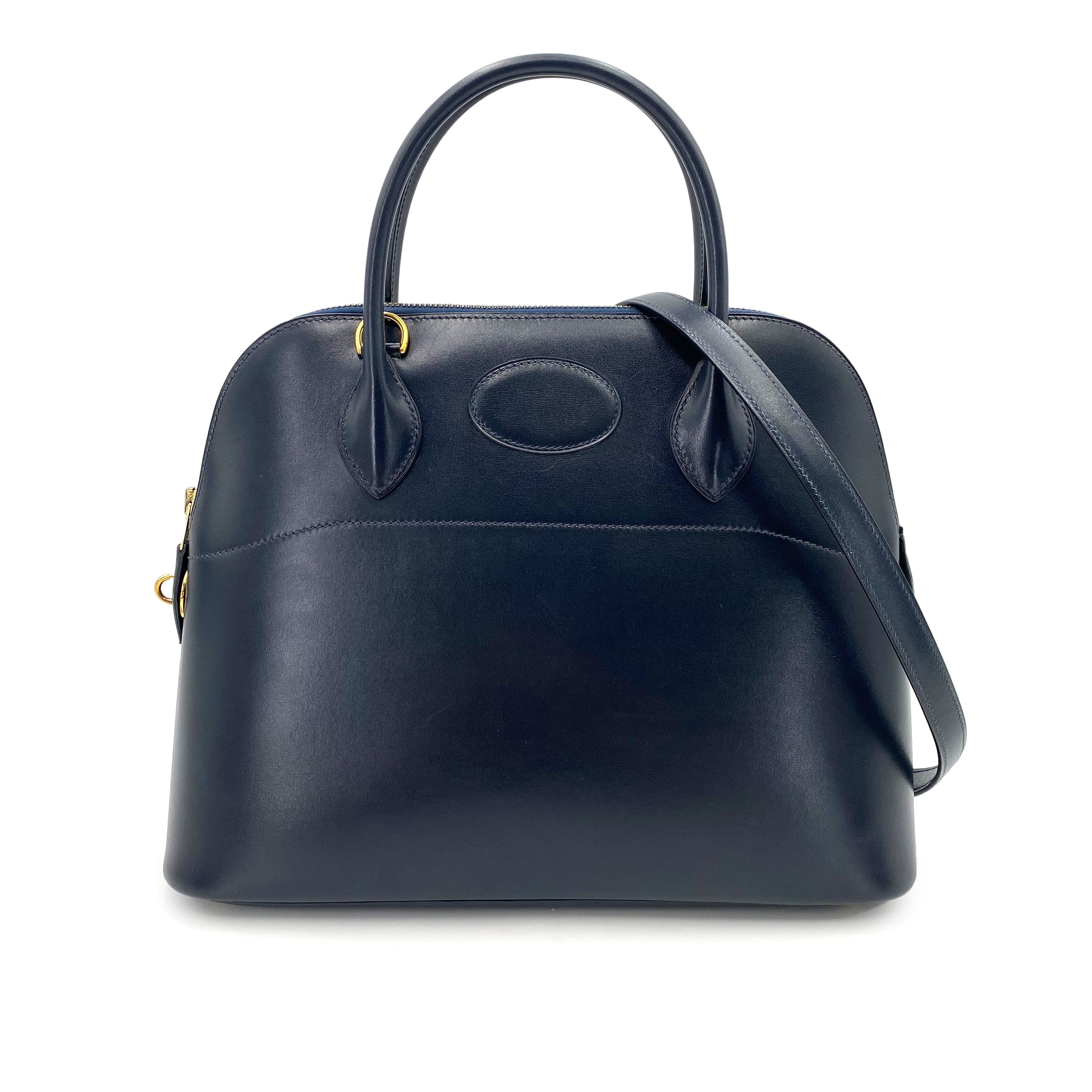 HERMES HERMES BOLIDE 31 NAVY BOXCALF HAND SHOULDER BAG 〇Z 90239119