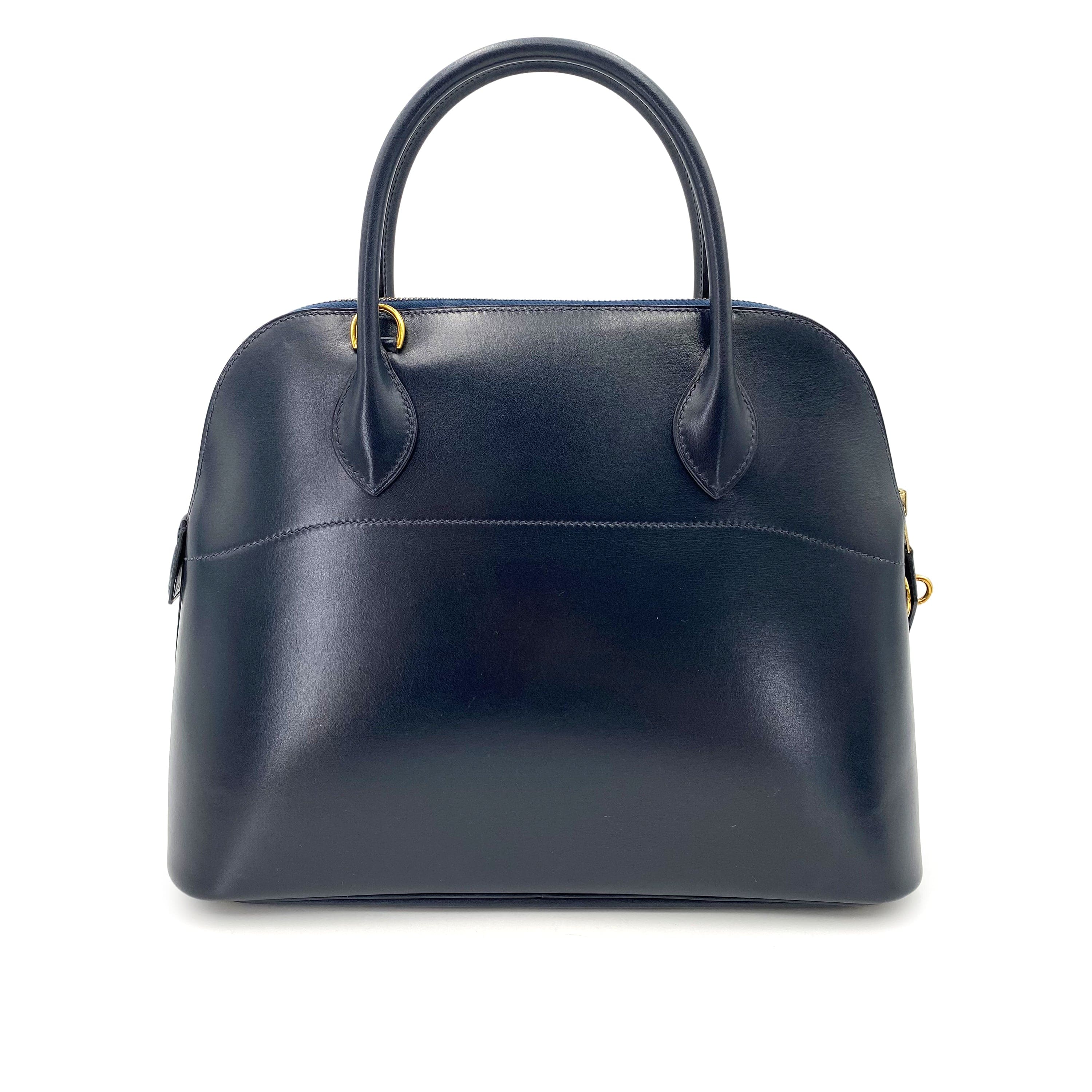 HERMES HERMES BOLIDE 31 NAVY BOXCALF HAND SHOULDER BAG 〇Z 90239119