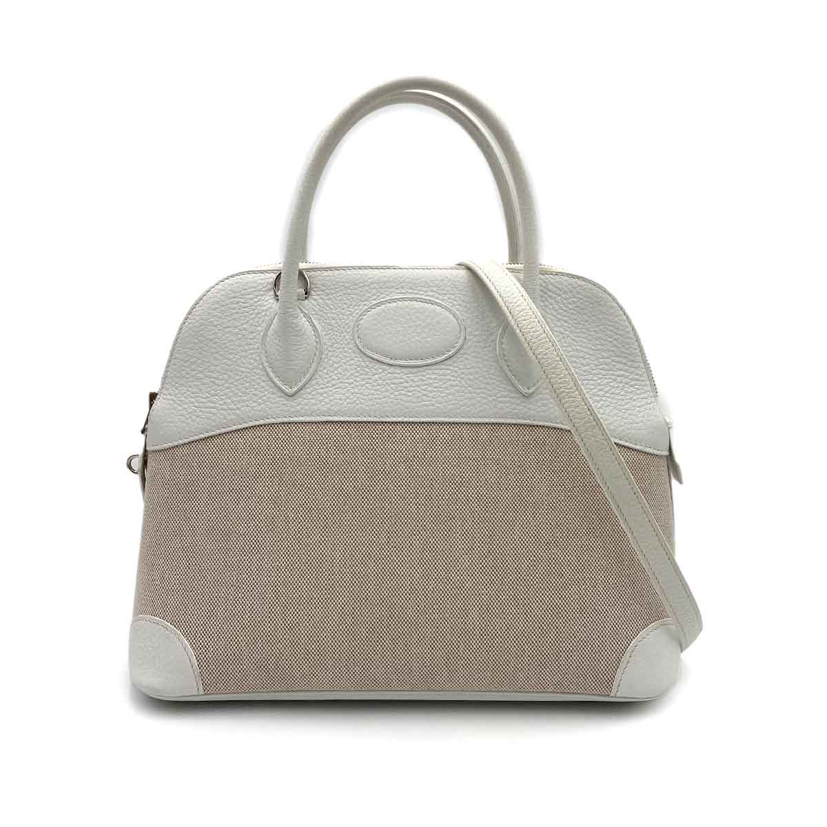 Hermès HERMES BOLIDE 31 WHITE NATURAL TAURILLON TOILE ASH HAND SHOULDER BAG ▢J SHW 90237364