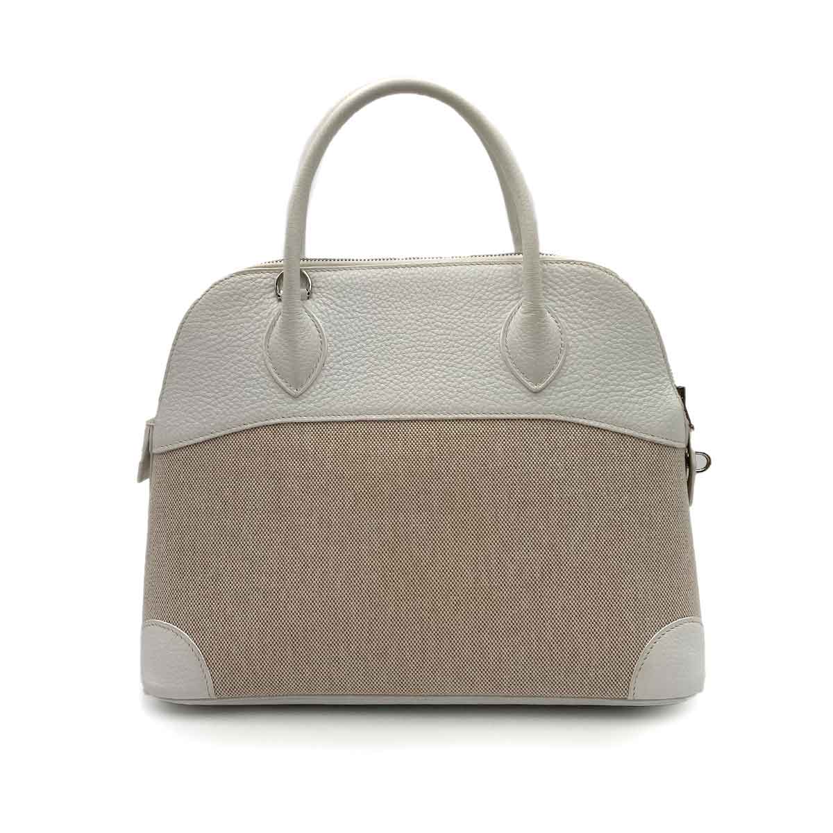 Hermès HERMES BOLIDE 31 WHITE NATURAL TAURILLON TOILE ASH HAND SHOULDER BAG ▢J SHW 90237364