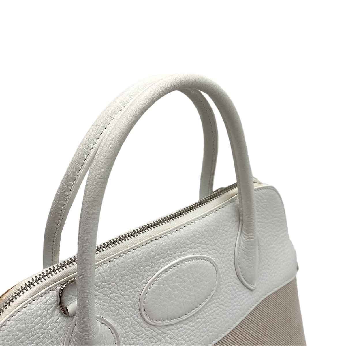 Hermès HERMES BOLIDE 31 WHITE NATURAL TAURILLON TOILE ASH HAND SHOULDER BAG ▢J SHW 90237364