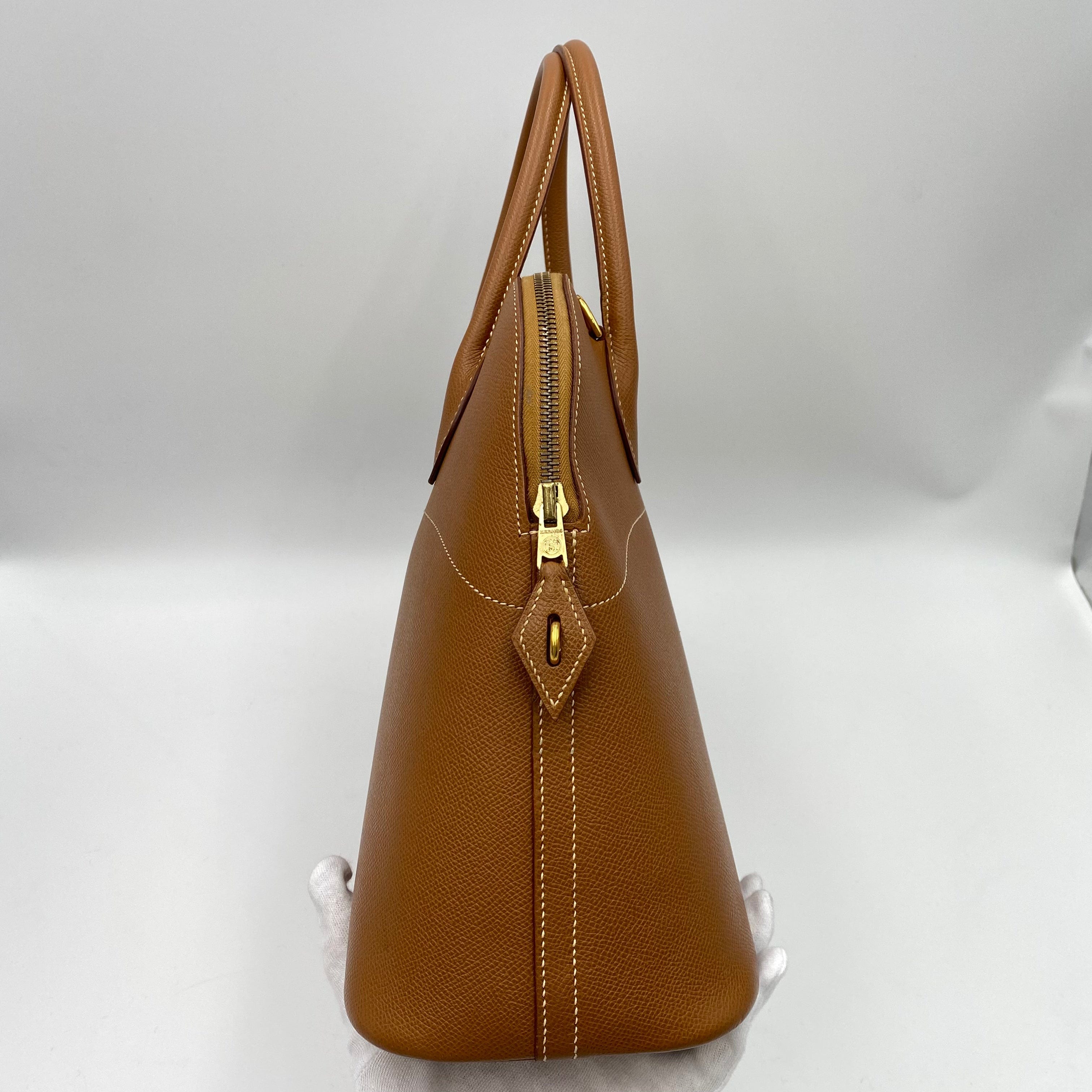 Hermès HERMES BOLIDE 35 GOLD COUCHEVEL HAND BAG □E 90222776