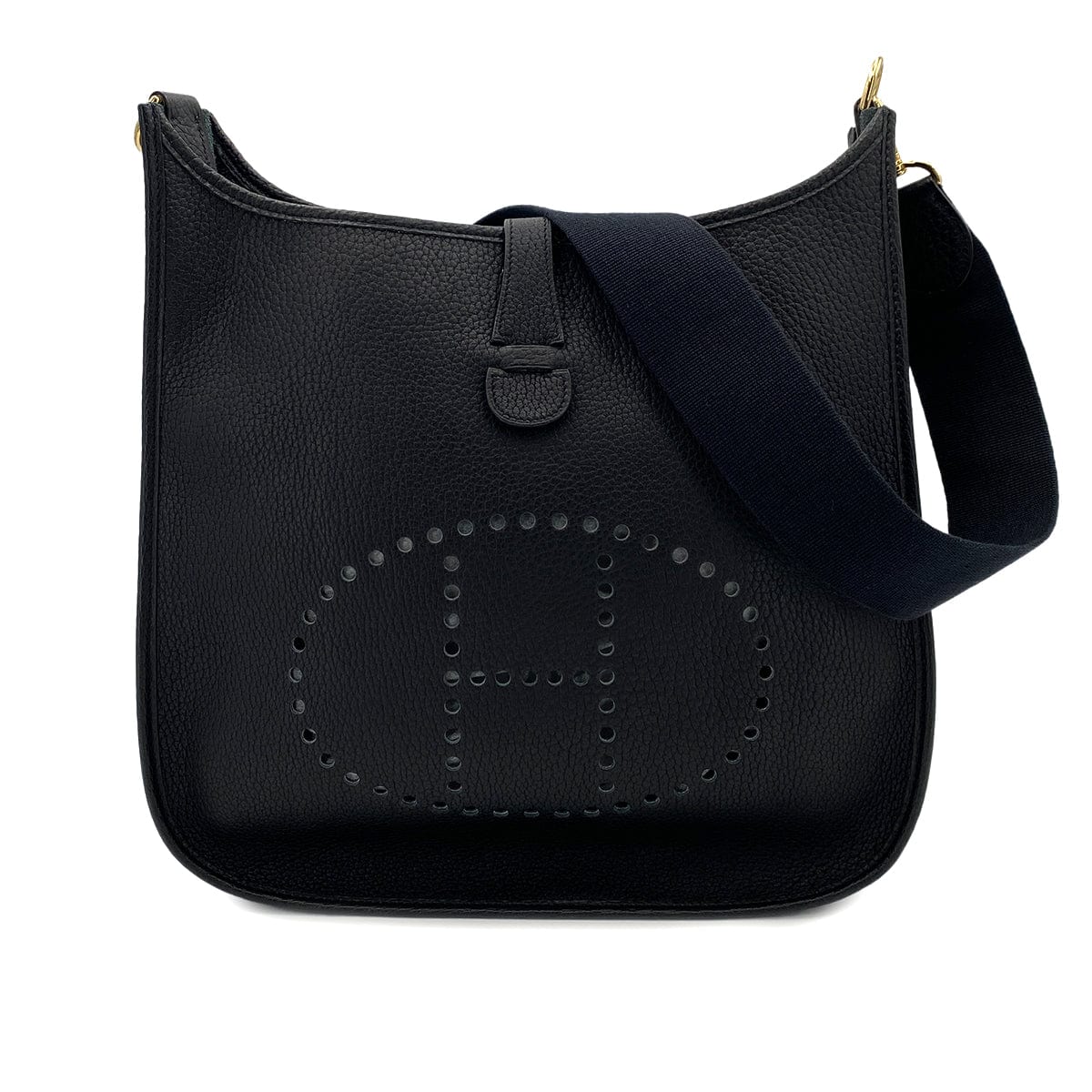 hermes HERMES EVELYNE GM BLACK FJORD SHOULDER BAG □B