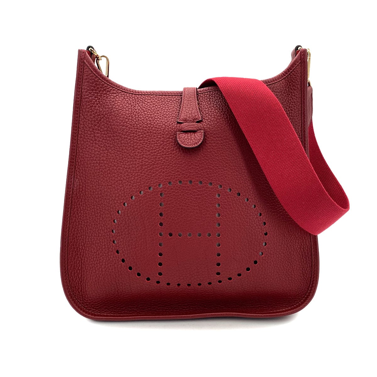 HERMES HERMES EVELYNE PM ROUGE GARANCE TAURILLON CLEMENCE SHOULDER BAG □L 90247391