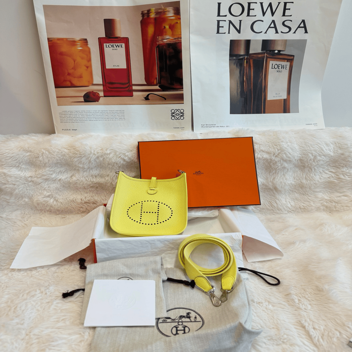 Hermès Hermès Evelyne TPM Lime Yellow / Clemence Leather AKC0468