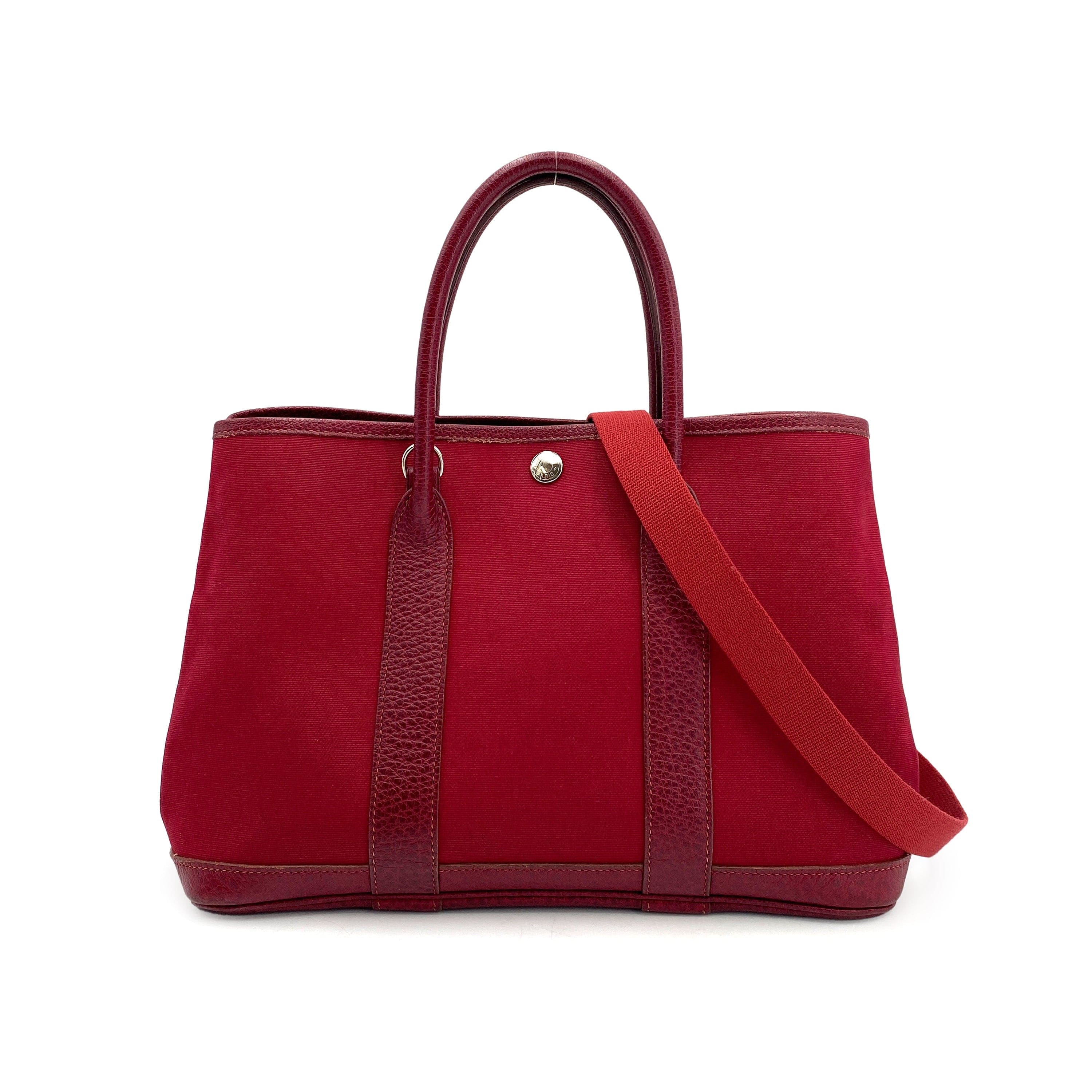 Hermès HERMES GARDEN PARTY TPM ROUGE IMPERIAL TOILE OFFICIER HAND BAG □I 90244739