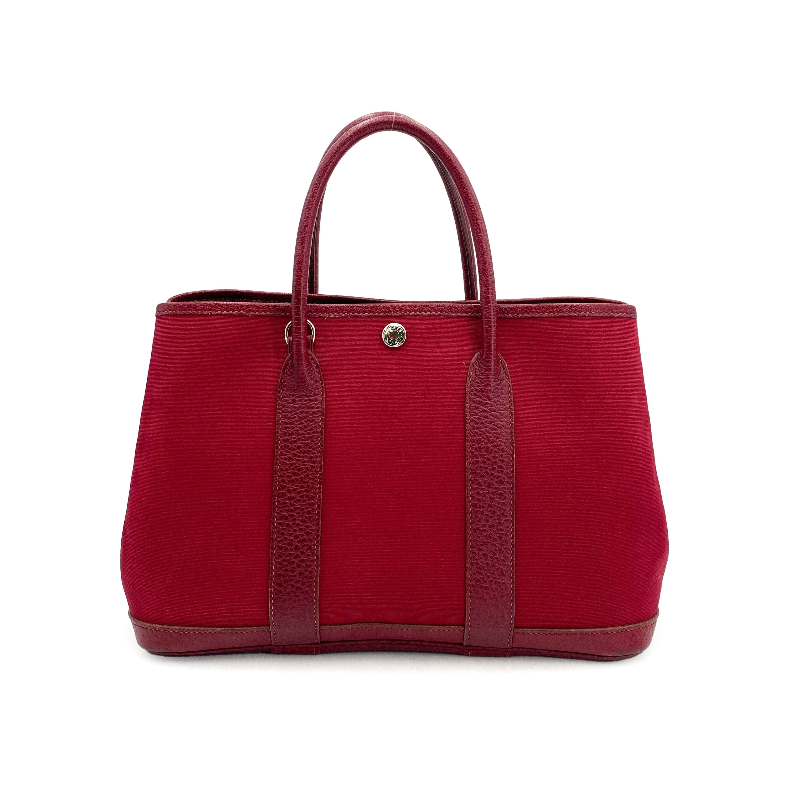 Hermès HERMES GARDEN PARTY TPM ROUGE IMPERIAL TOILE OFFICIER HAND BAG □I 90244739