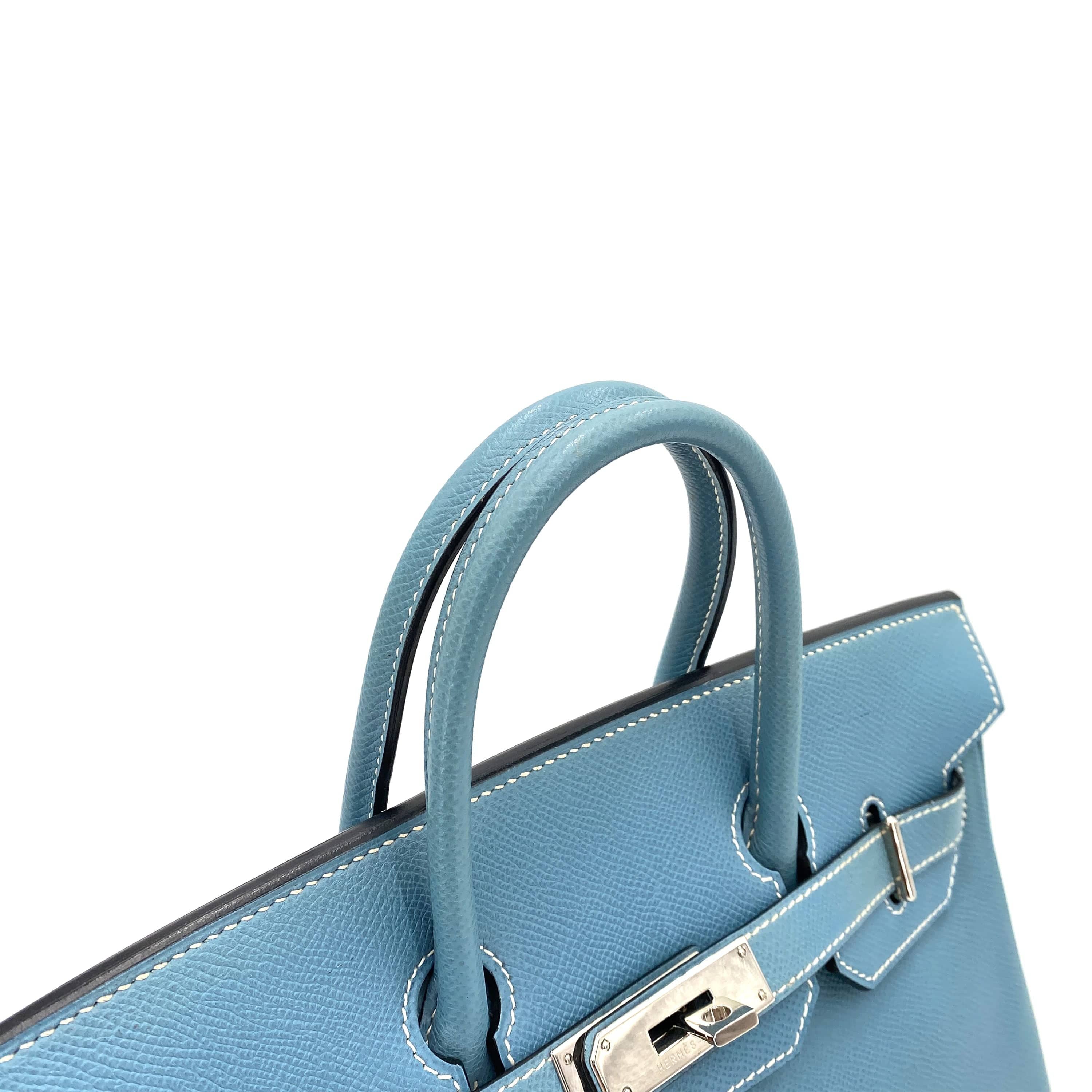 HERMES HERMES HAUT A COURROIES 28 BLUE JEAN EPSOM HAND BAG ▢J SHW 90247398