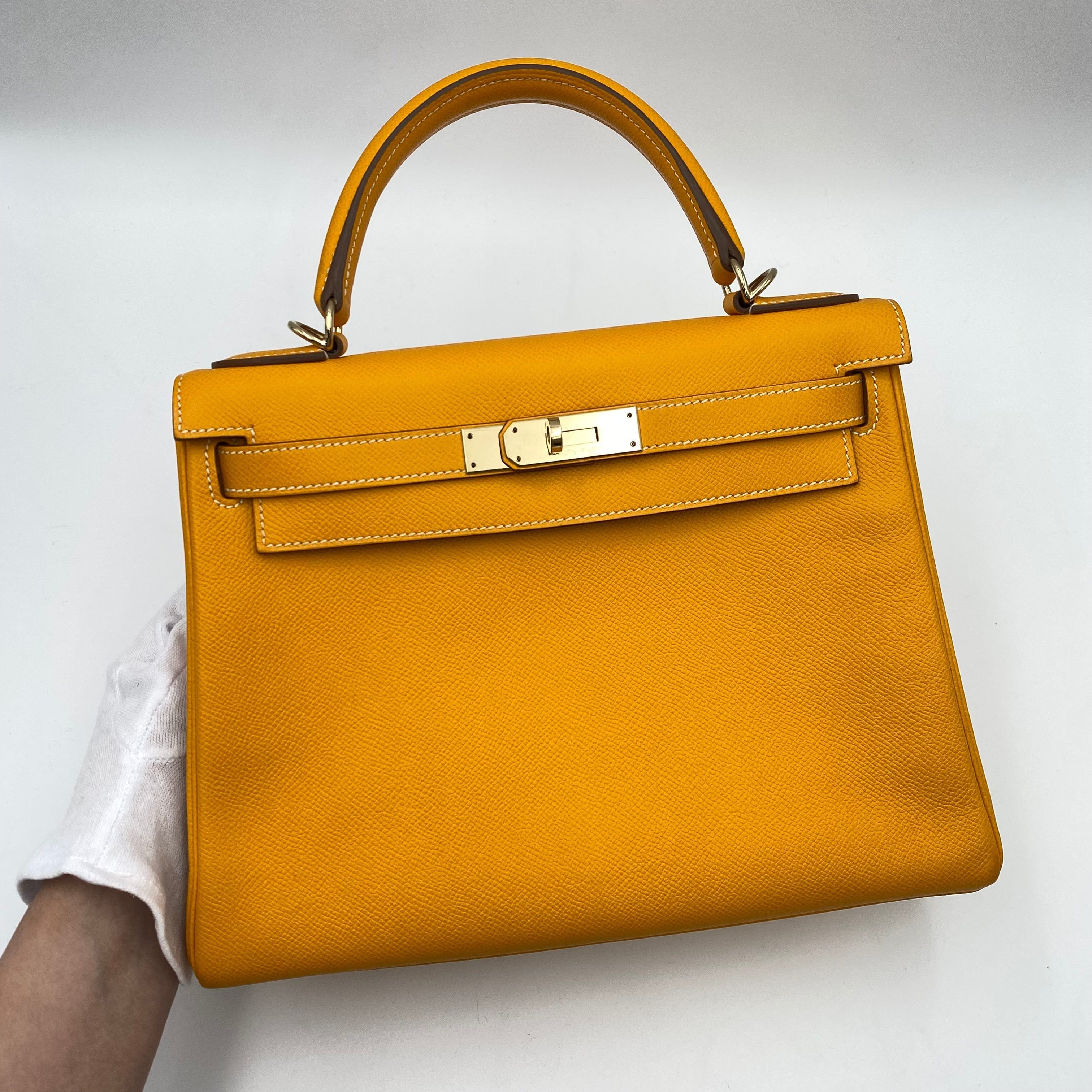 Hermès HERMES KELLY 28 JAUNE D'OR EPSON HAND SHOULDER BAG □Q 90221562