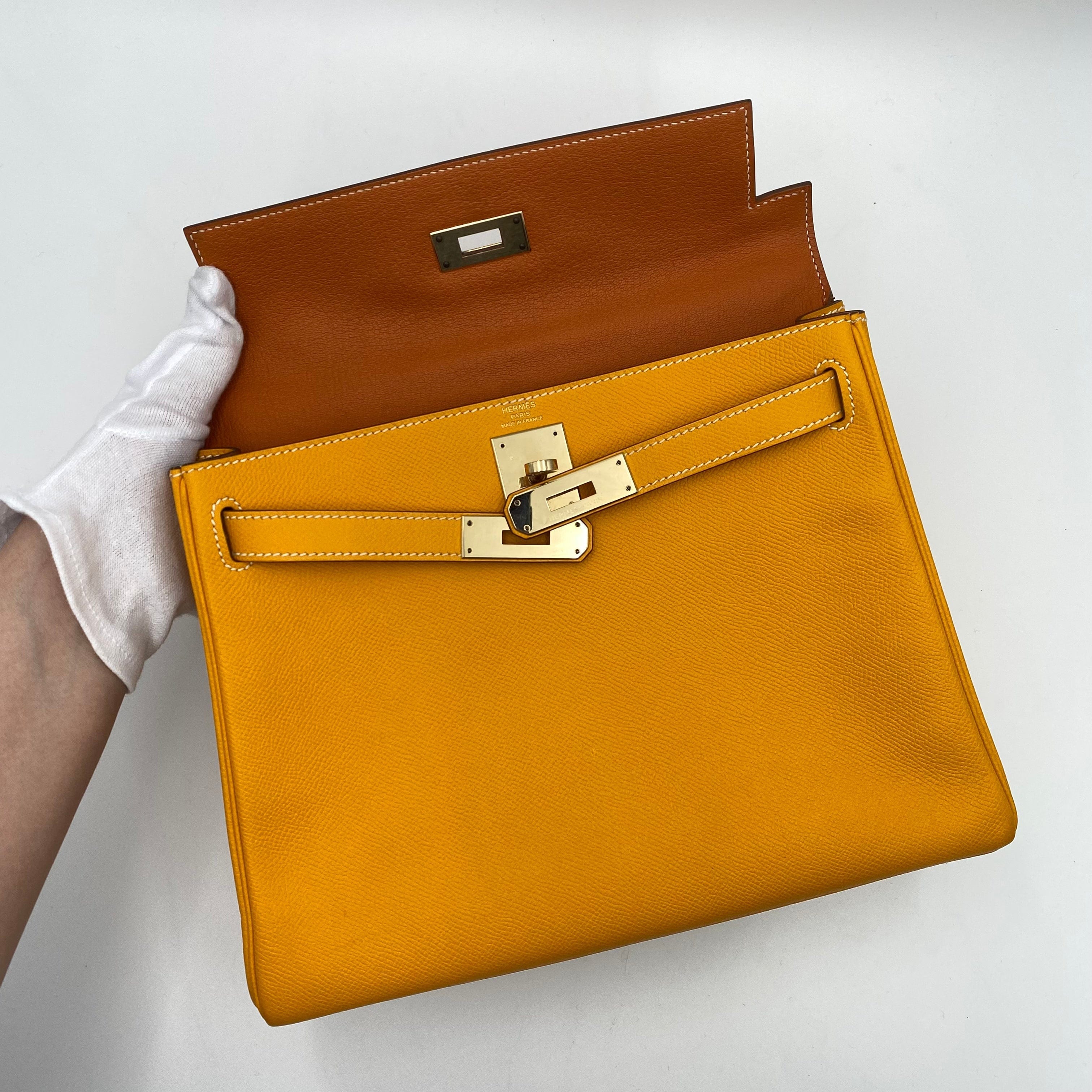 Hermès HERMES KELLY 28 JAUNE D'OR EPSON HAND SHOULDER BAG □Q 90221562