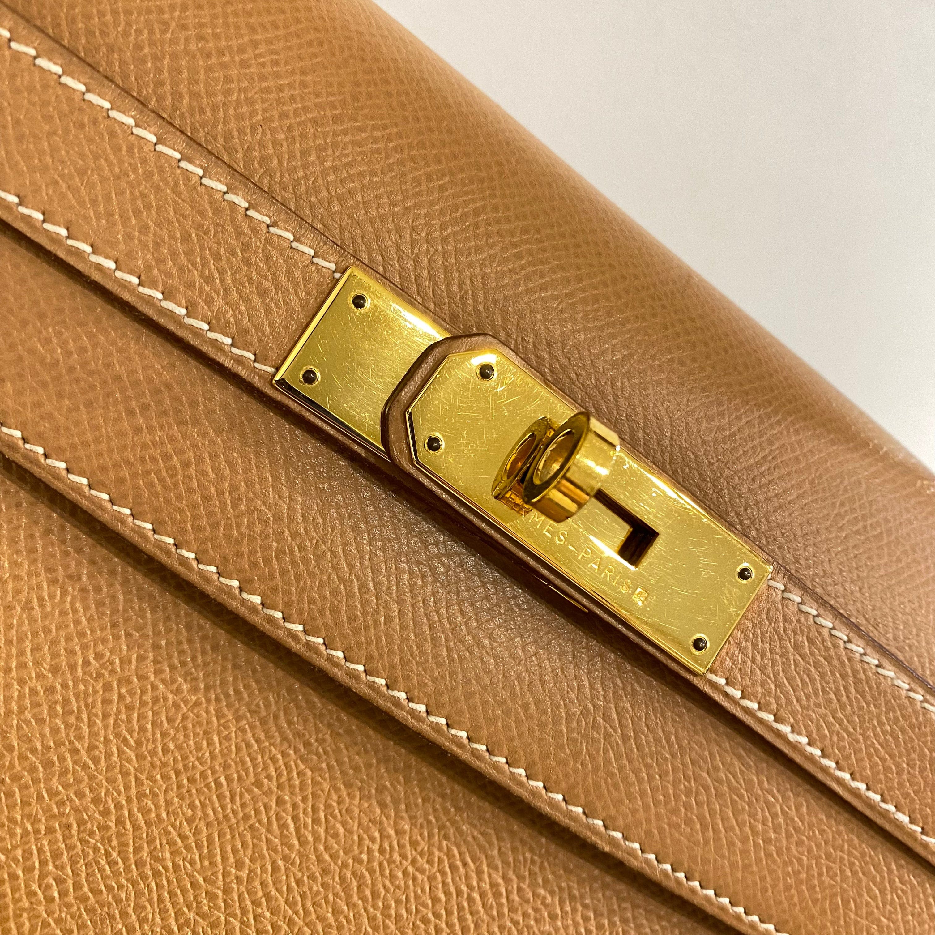 Hermès HERMES KELLY 28 NATURAL COUCHEVEL HAND SHOULDER BAG 〇Y 90204171