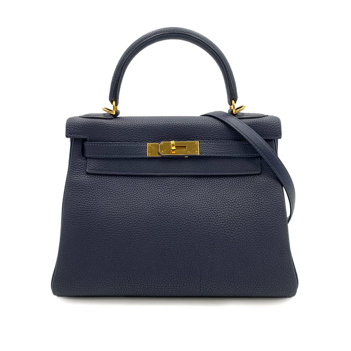 HERMES HERMES KELLY 28 RETOURNE BLUE NUIT TAURILLON CLEMENCE HAND SHOULDER BAG X 90249016