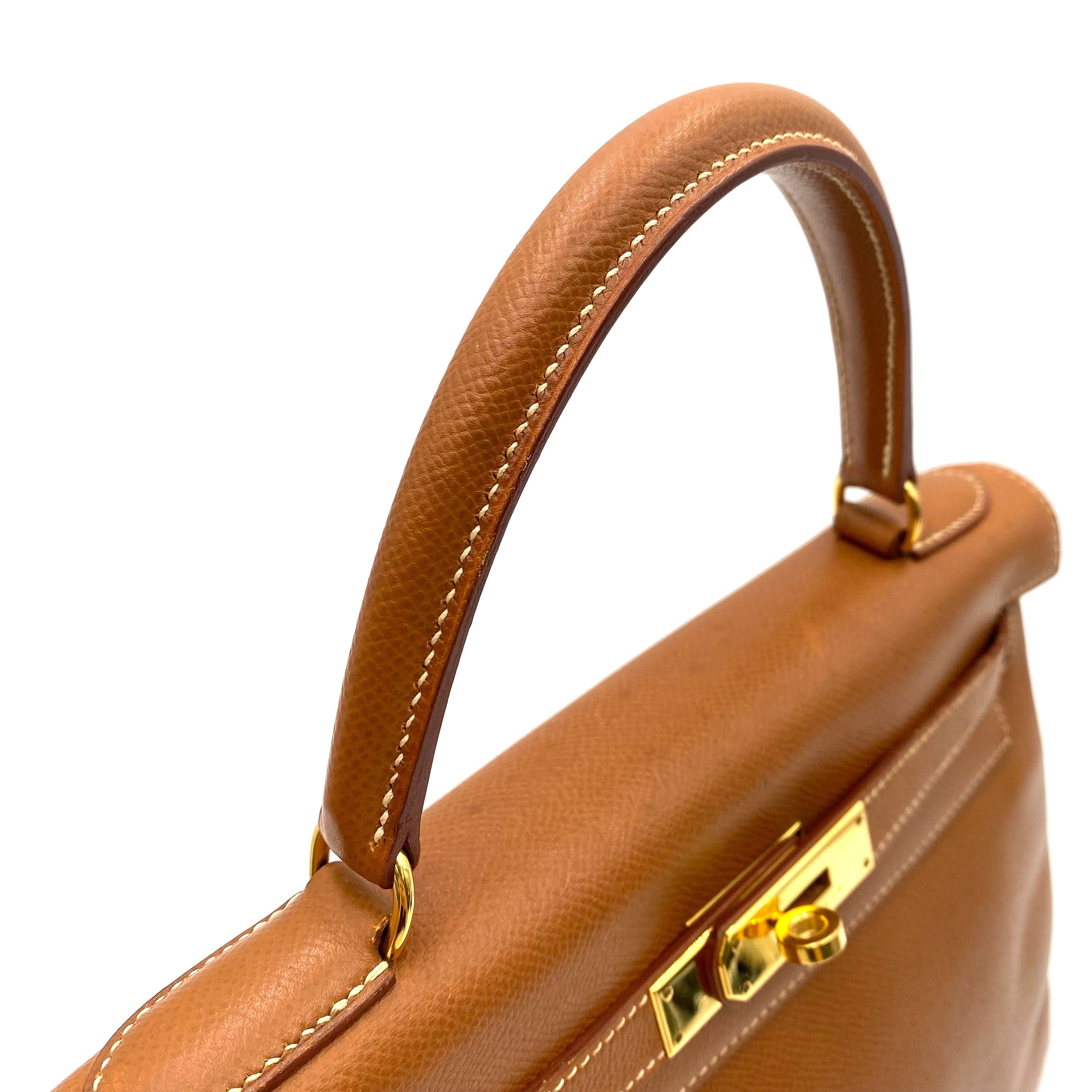 Hermès HERMES KELLY 28 RETOURNE GOLD COUCHVEL HAND SHOULDER BAG 〇Z 90236891