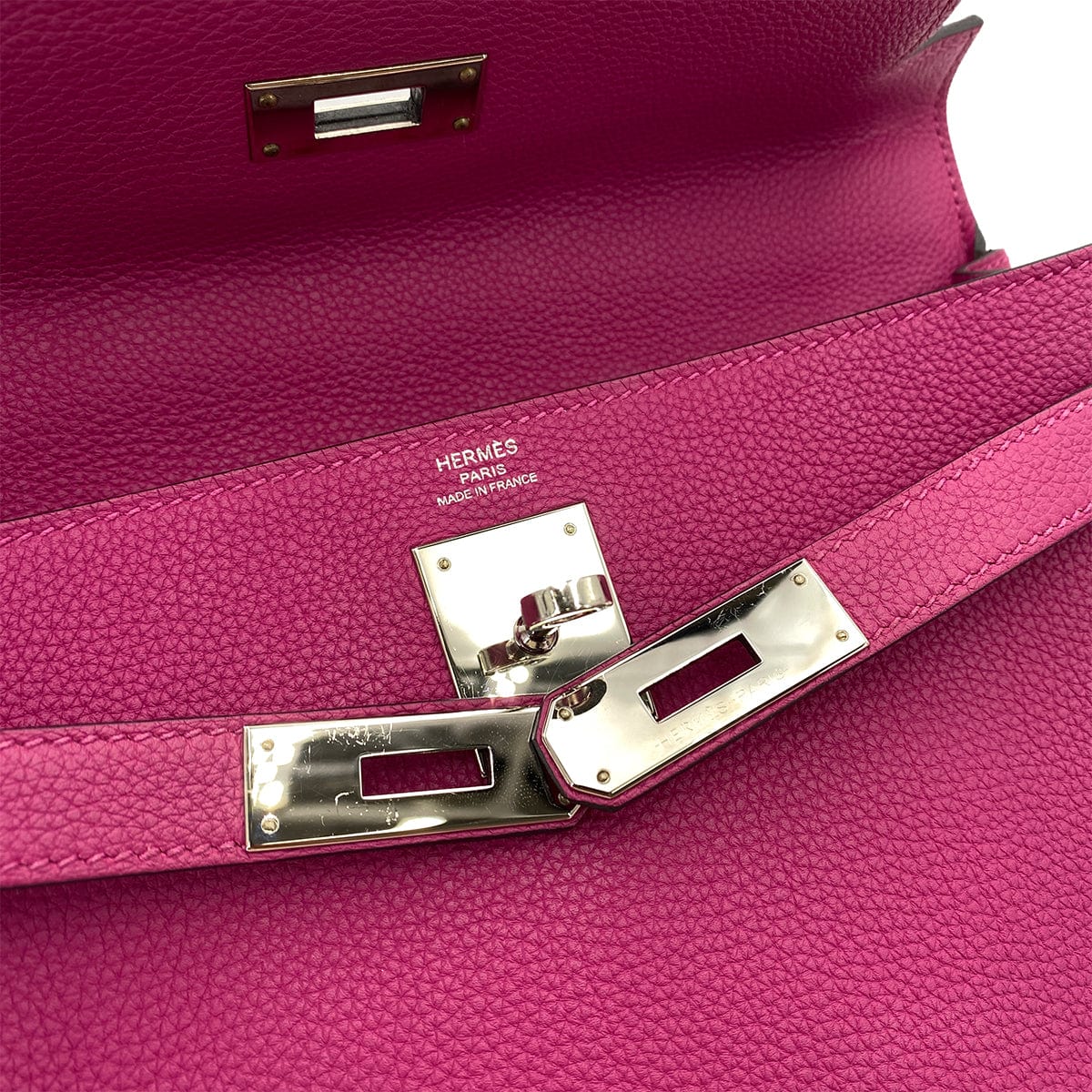 HERMES HERMES KELLY 28 RETOURNE ROSE POURPRE TOGO PHW #C - 90250504