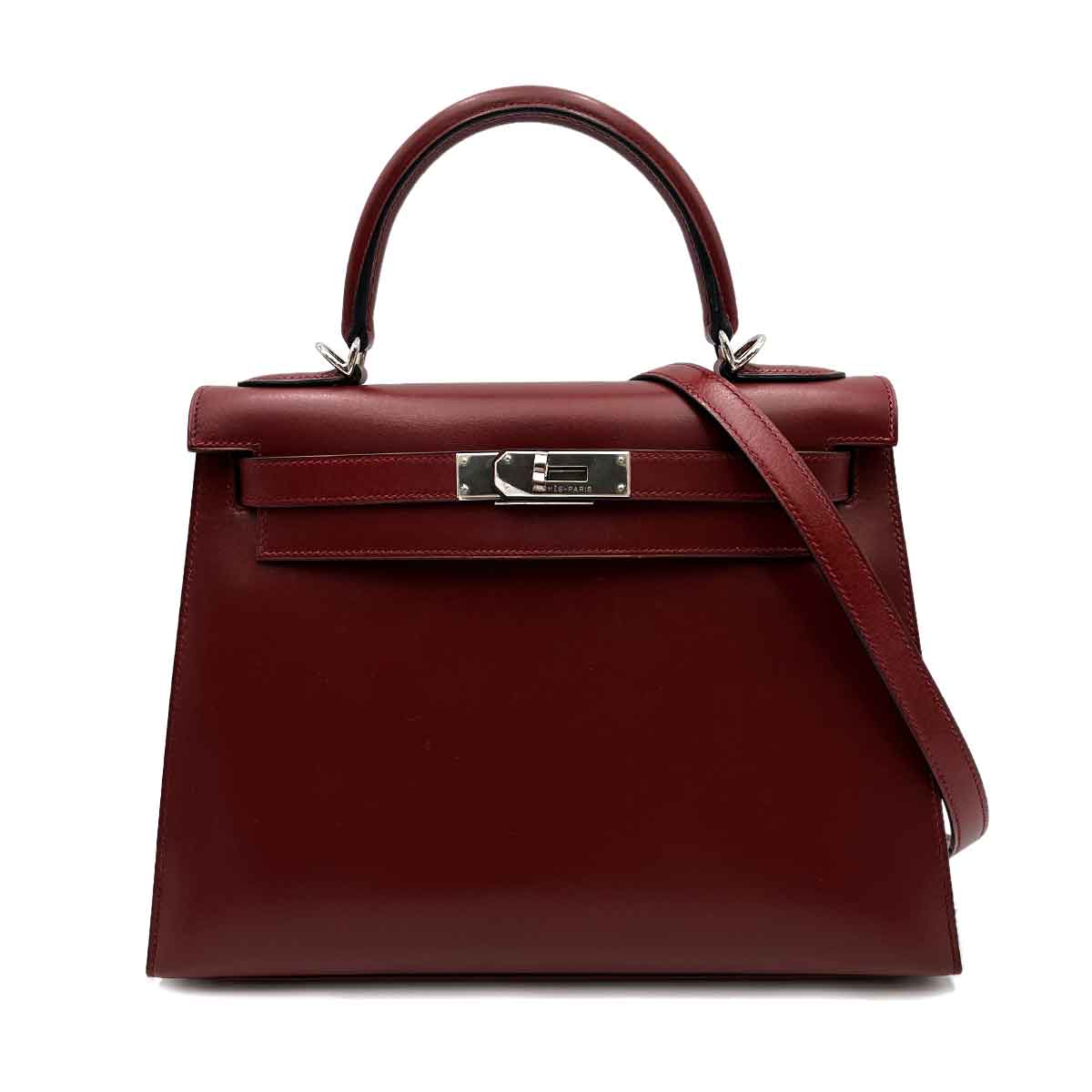 Hermès HERMES KELLY 28 SELLER ROUGE H BOXCALF PHW #E