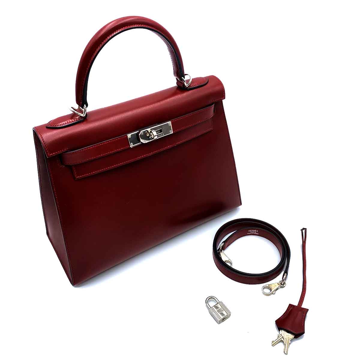 Hermès HERMES KELLY 28 SELLER ROUGE H BOXCALF PHW #E