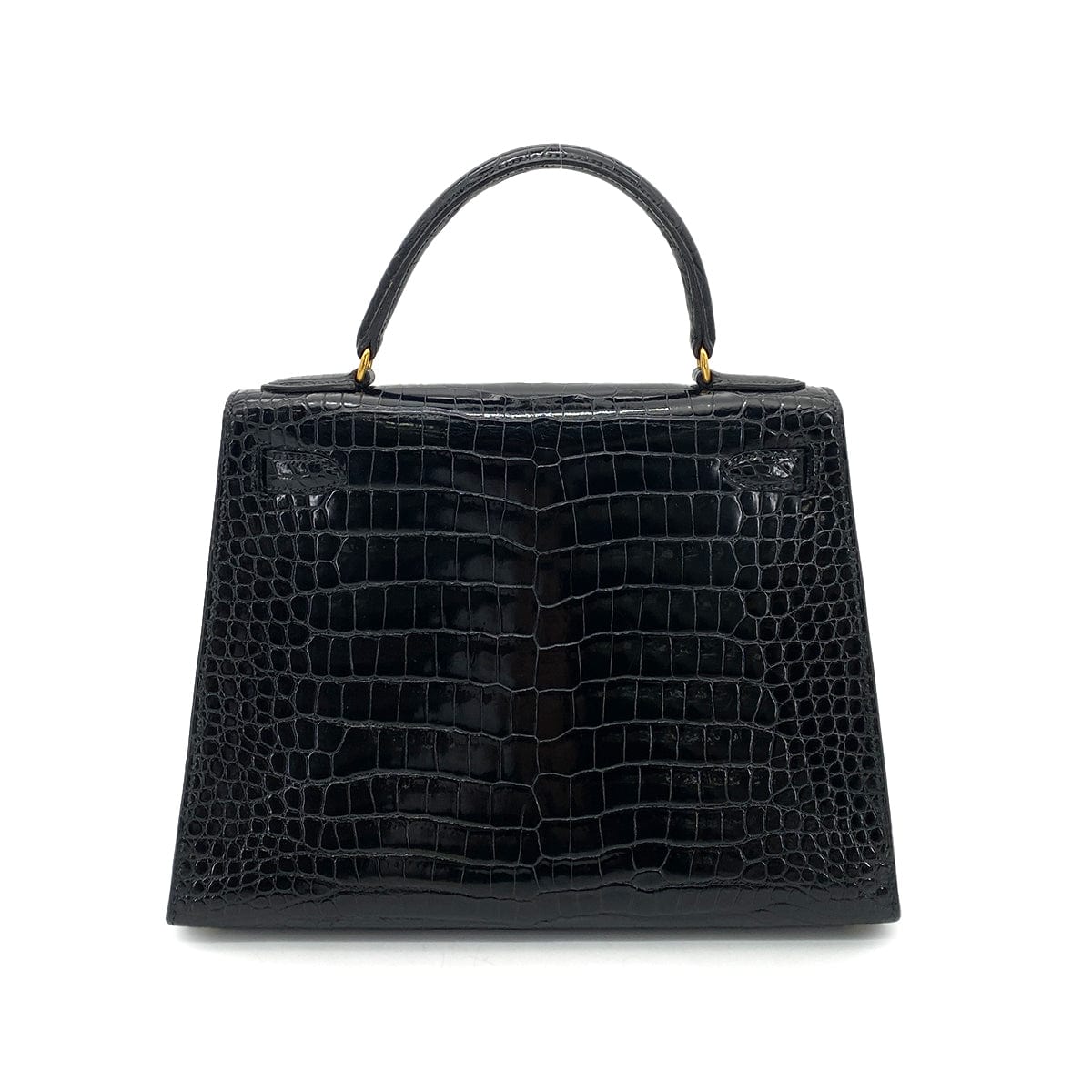 Hermès HERMES KELLY 28 SELLIER BLACK POROSUS CROCODILE HAND SHOULDER BAG 〇Y 90260139