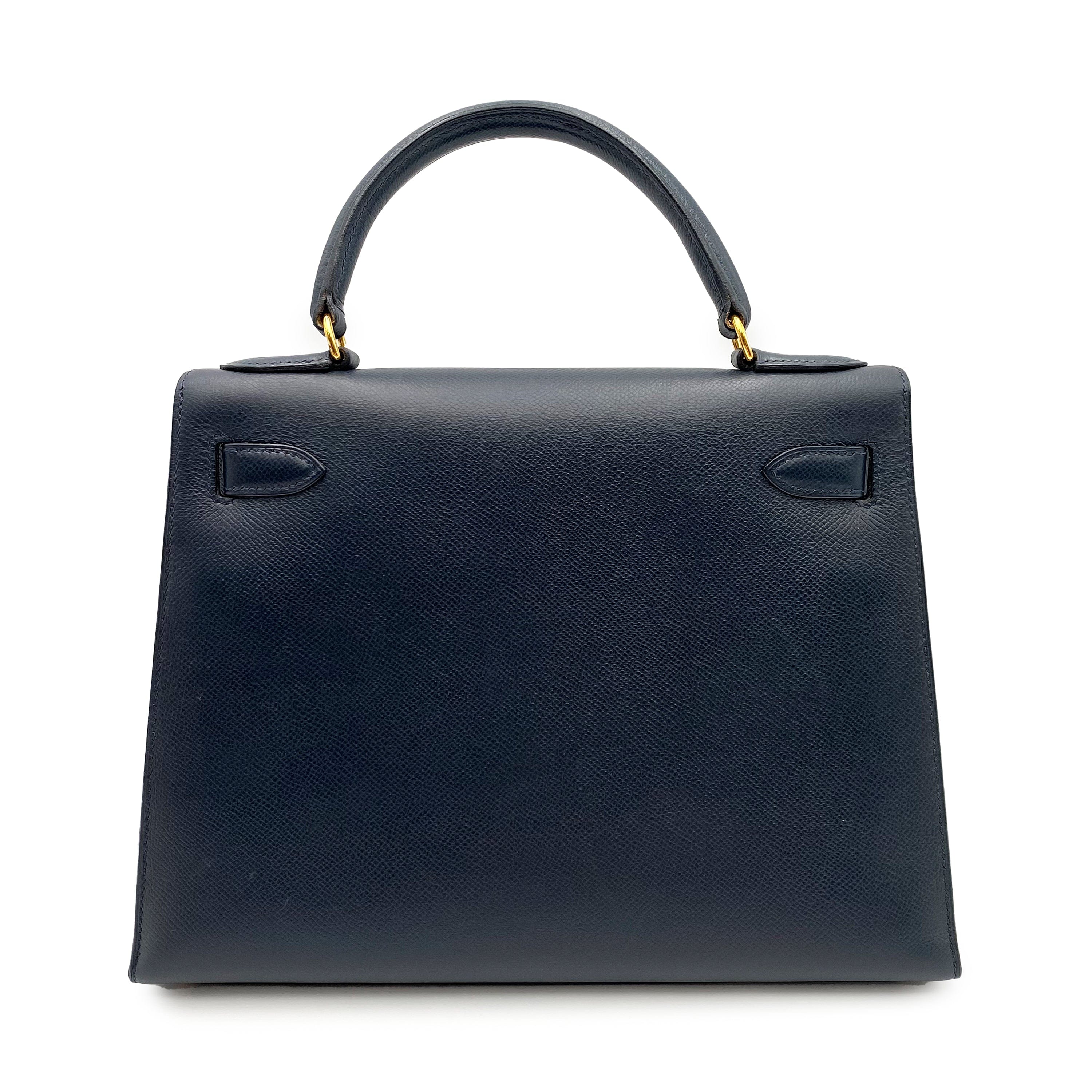 Hermès HERMES KELLY 28 SELLIER BLUE INDIGO COUCHEVEL HAND SHOULDER BAG 〇Y 90225656