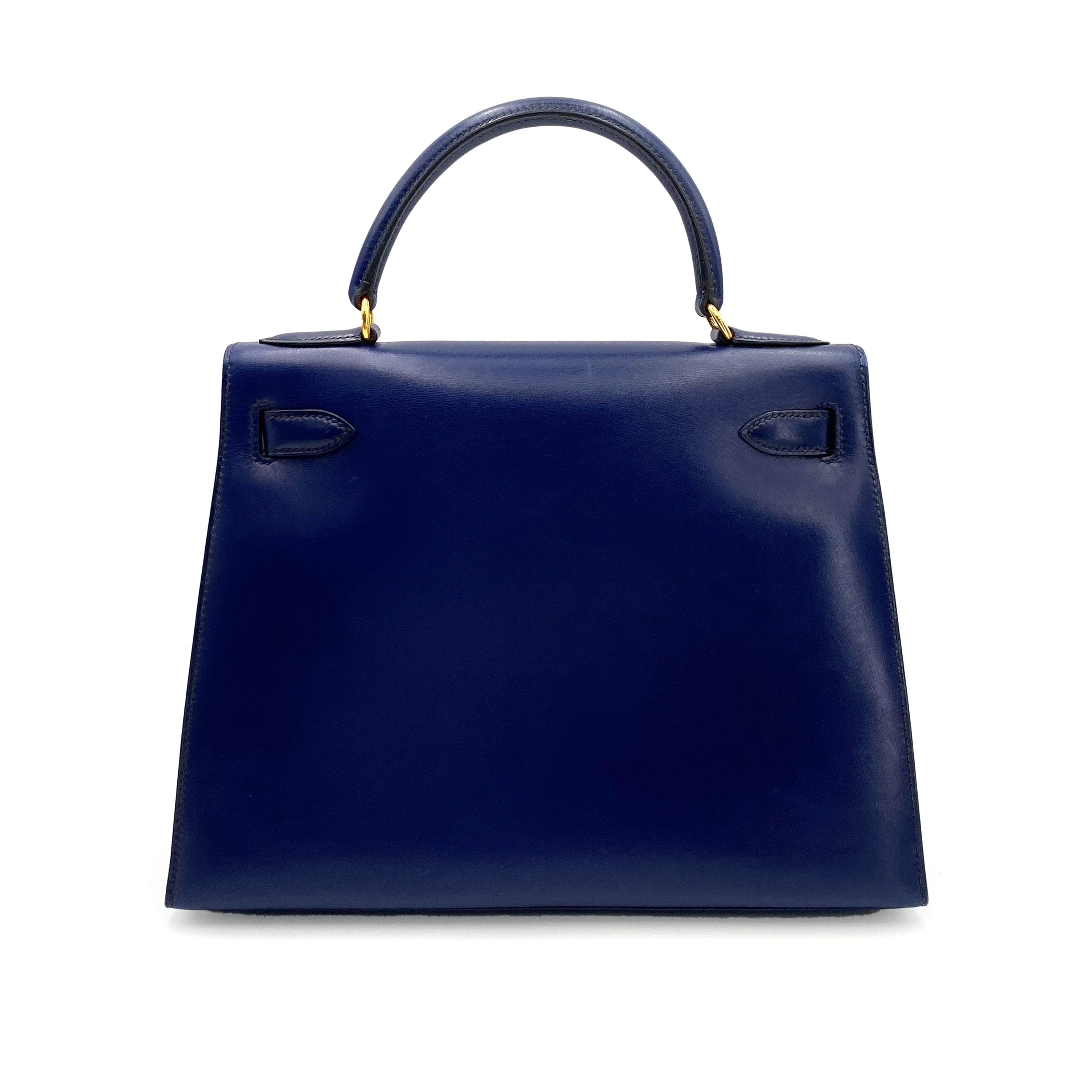 Hermês HERMES KELLY 28 SELLIER BLUE Sapphire BOXCALF HAND SHOULDER BAG 〇Y 90244821