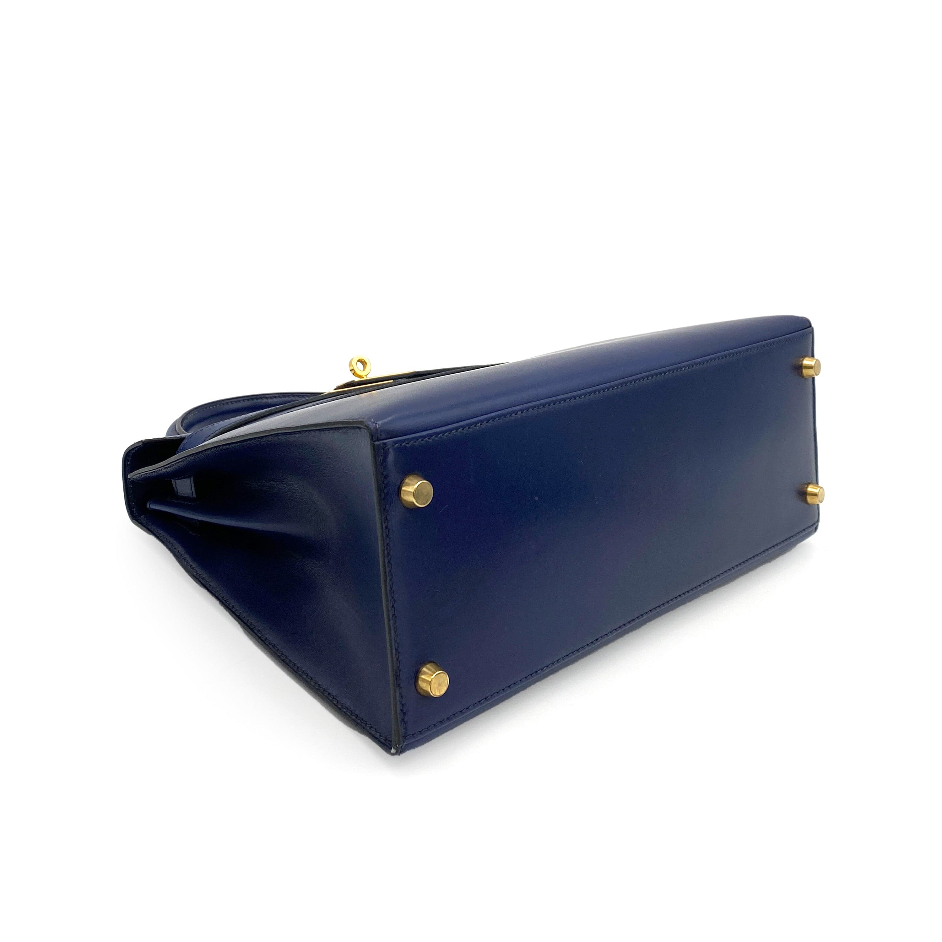 Hermês HERMES KELLY 28 SELLIER BLUE Sapphire BOXCALF HAND SHOULDER BAG 〇Y 90244821