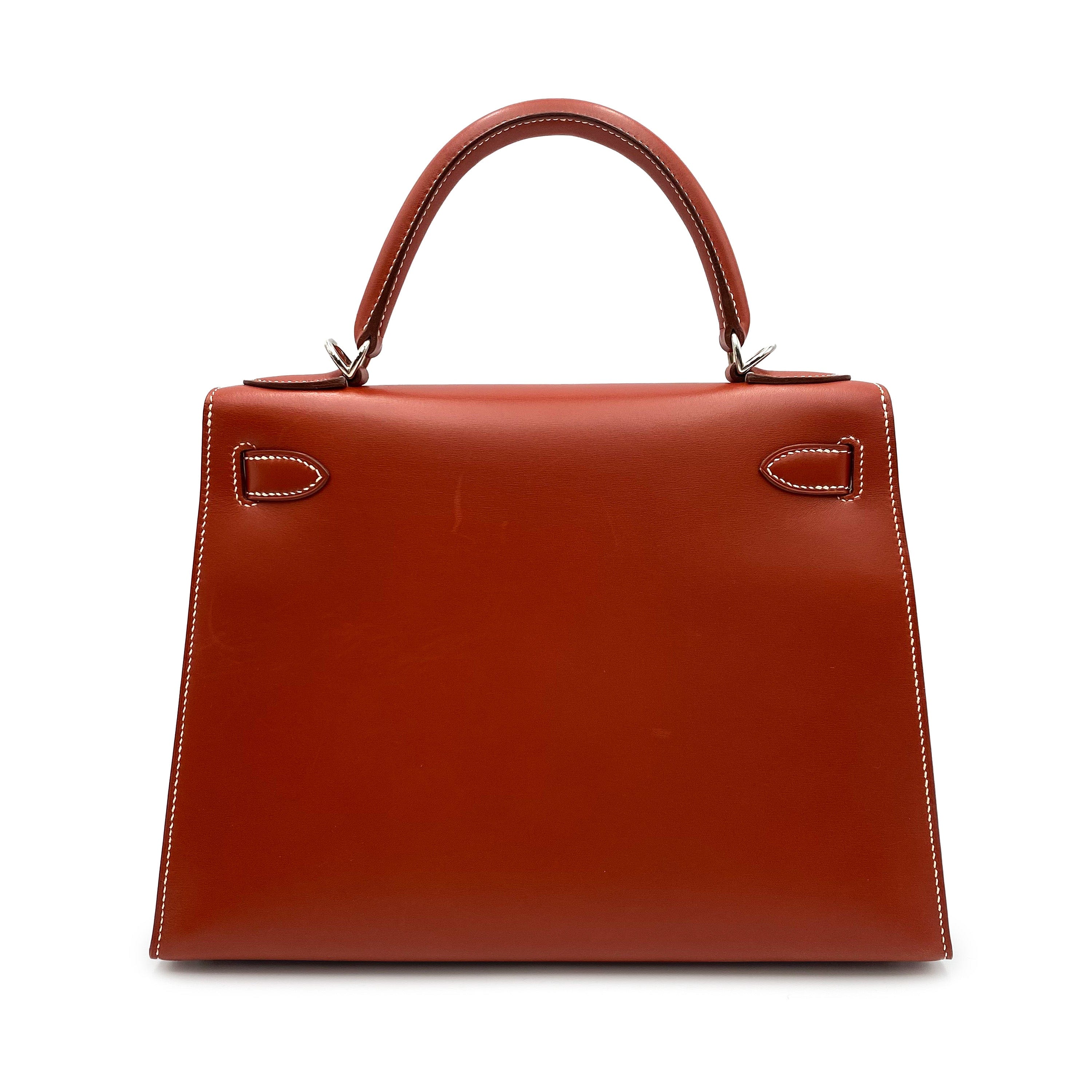 Hermès Hermes Kelly 28 Sellier Brique Boxcalf PHW #F