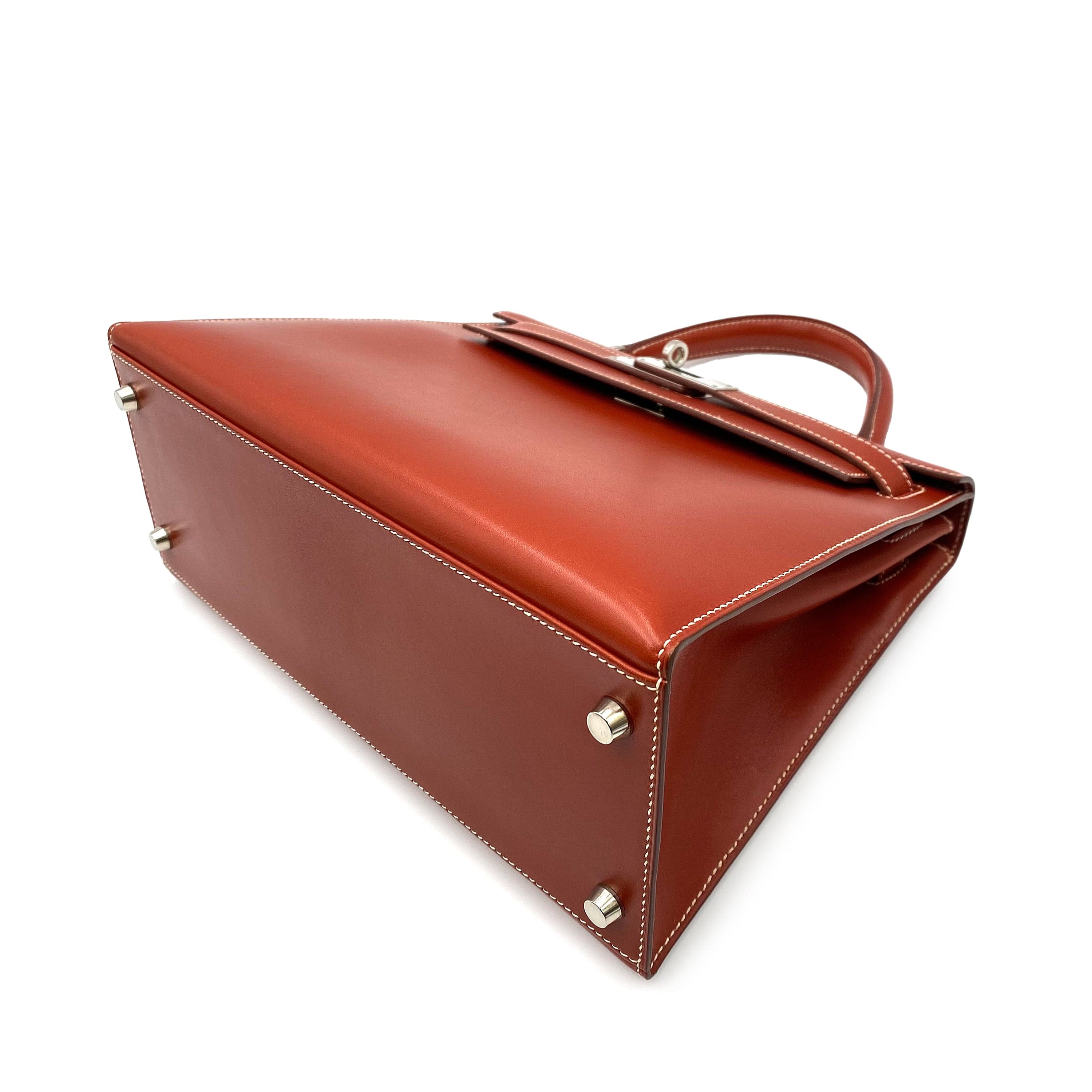 Hermès Hermes Kelly 28 Sellier Brique Boxcalf PHW #F