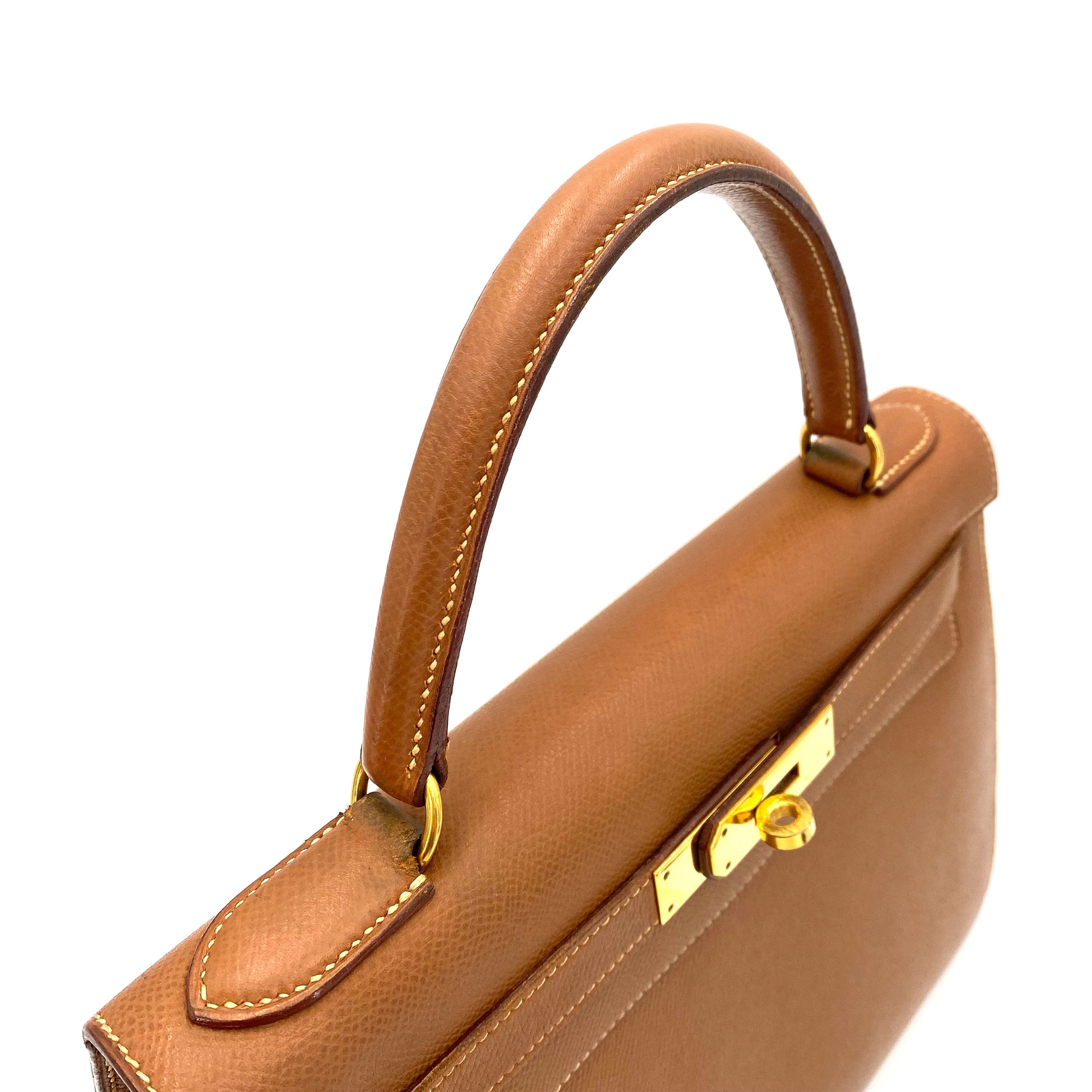 Hermès HERMES KELLY 28 SELLIER GOLD COUCHEVEL HAND SHOULDER BAG 〇V 90239426