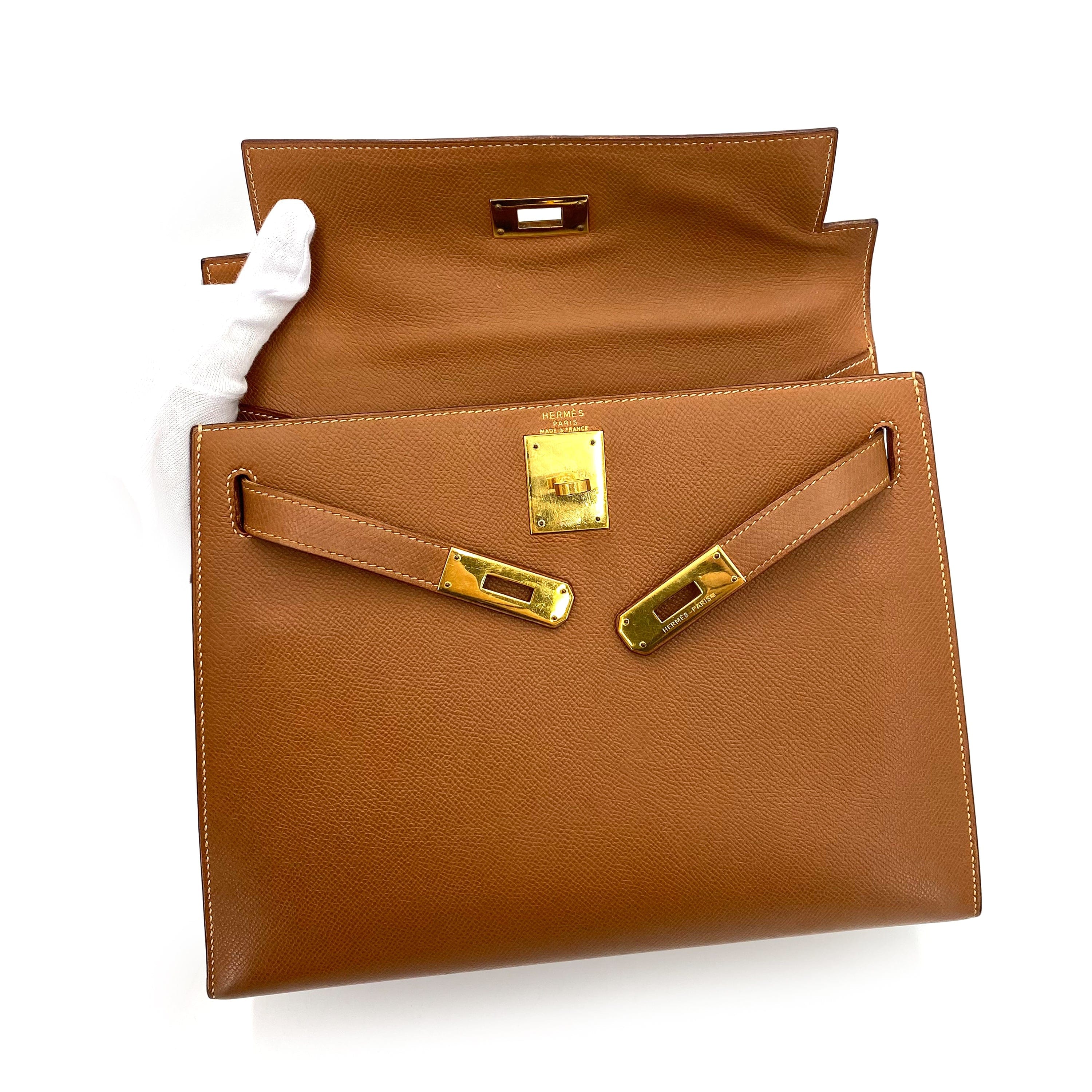 Hermès HERMES KELLY 28 SELLIER GOLD COUCHEVEL HAND SHOULDER BAG 〇V 90239426