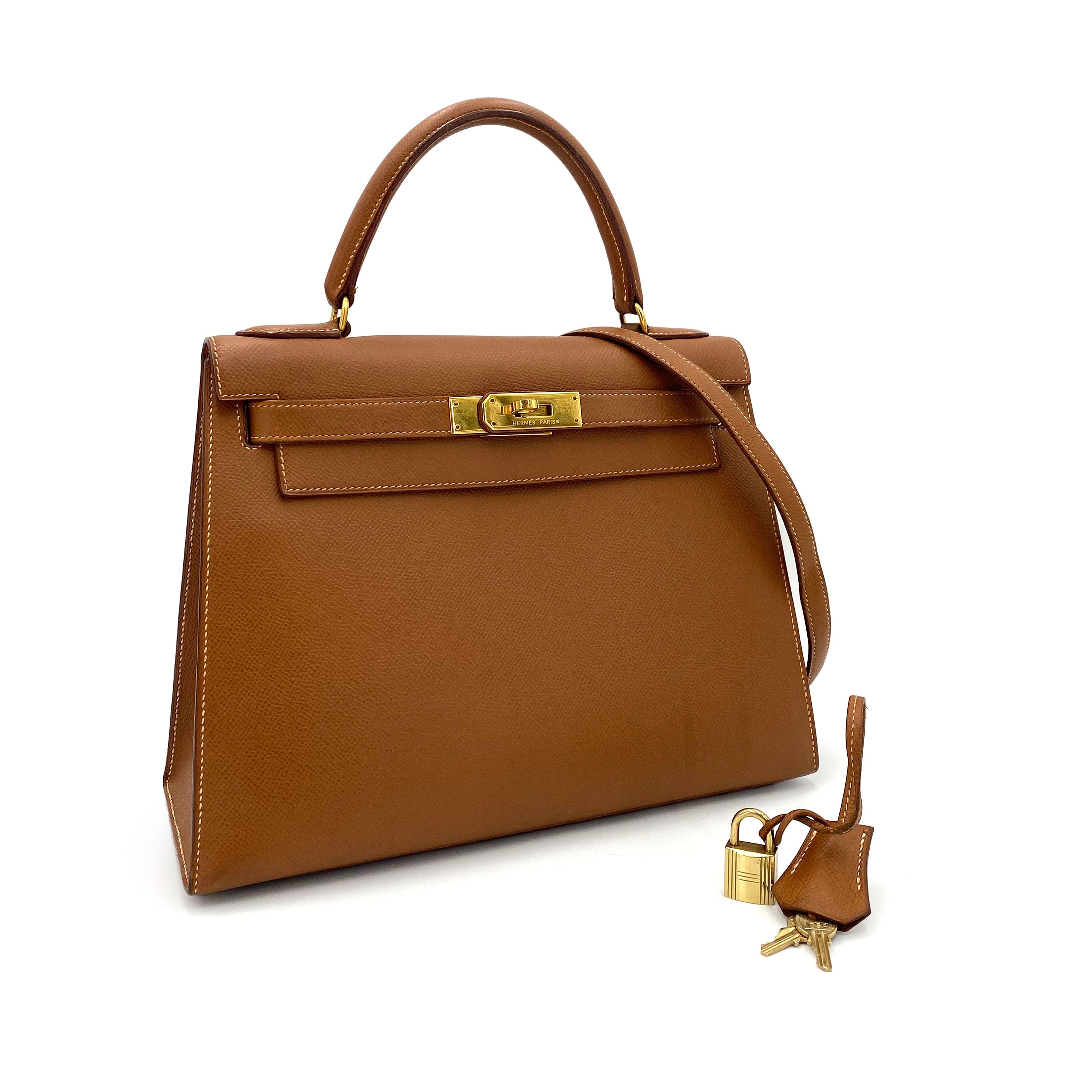 Hermès HERMES KELLY 28 SELLIER GOLD COUCHEVEL HAND SHOULDER BAG 〇V 90239426