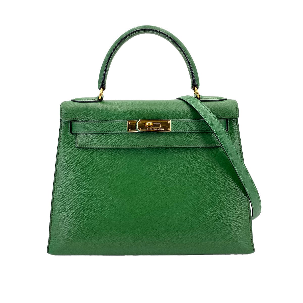 Hermès HERMES KELLY 28 SELLIER GREEN TYPE COUCHVEL HAND SHOULDER BAG 〇X