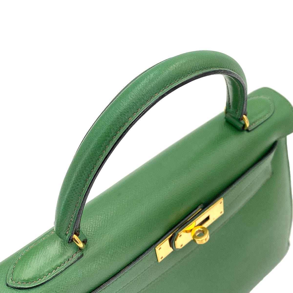 Hermès HERMES KELLY 28 SELLIER GREEN TYPE COUCHVEL HAND SHOULDER BAG 〇X