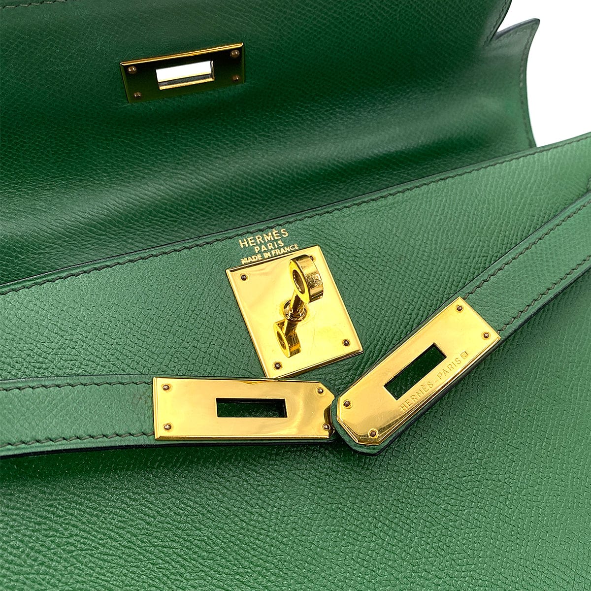 Hermès HERMES KELLY 28 SELLIER GREEN TYPE COUCHVEL HAND SHOULDER BAG 〇X