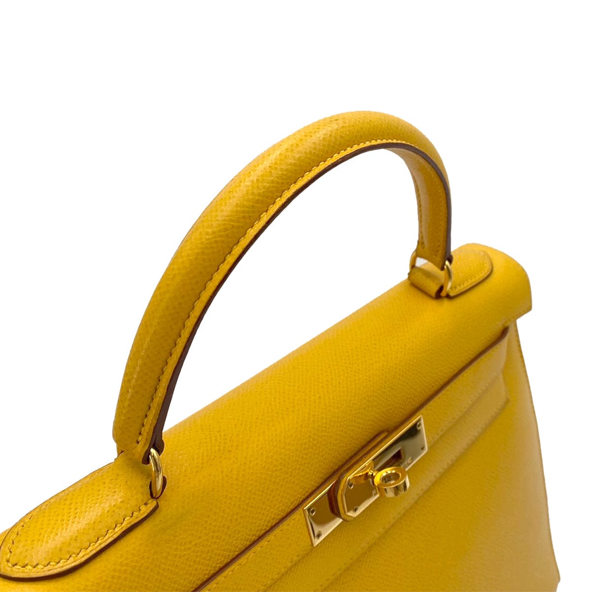 Hermès Hermès Kelly 28 Sellier Jaune Dor Courchevel GHW #X